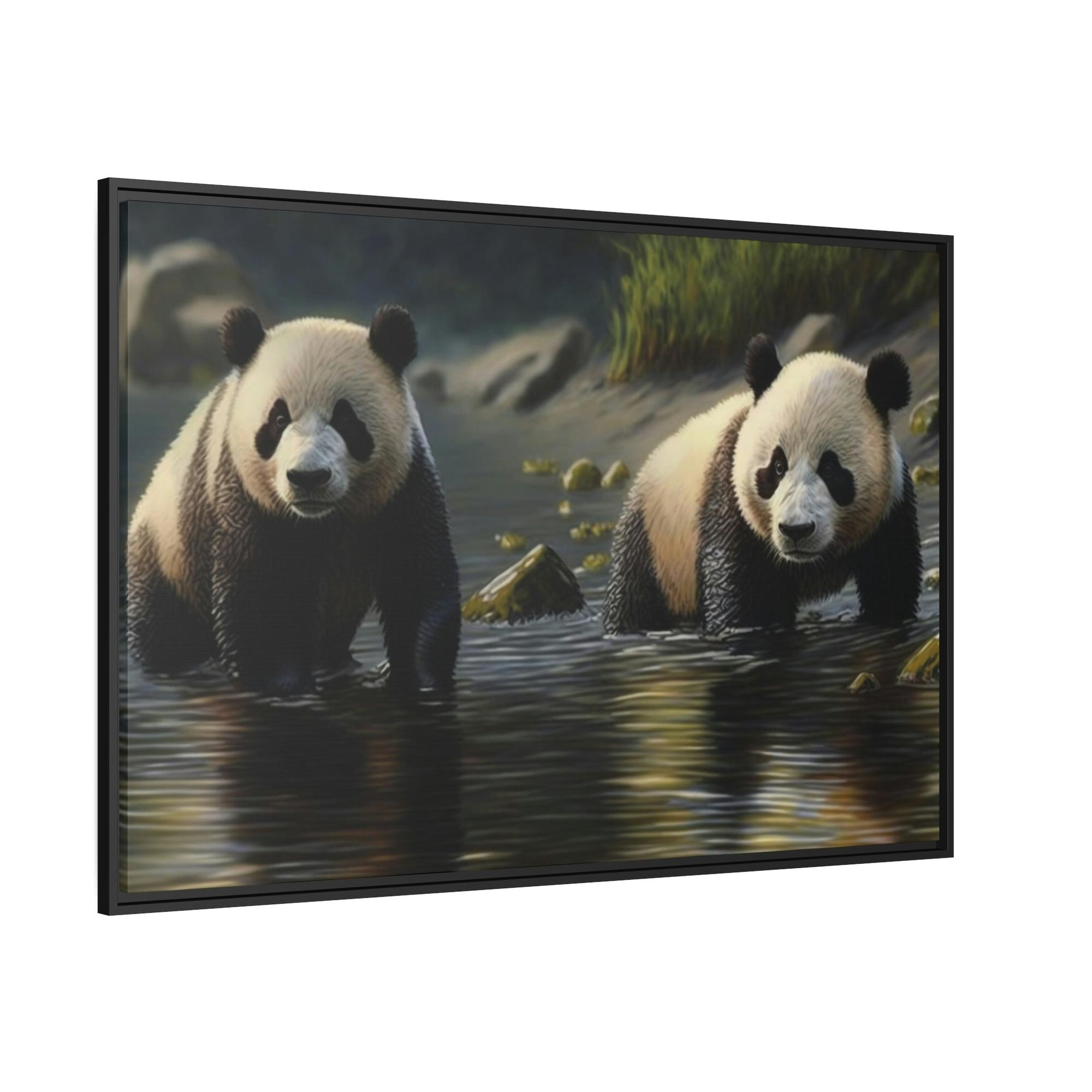 Pandas Bamboo Eaters and Playful Creatures: A Portrait of Pandas on Canvas