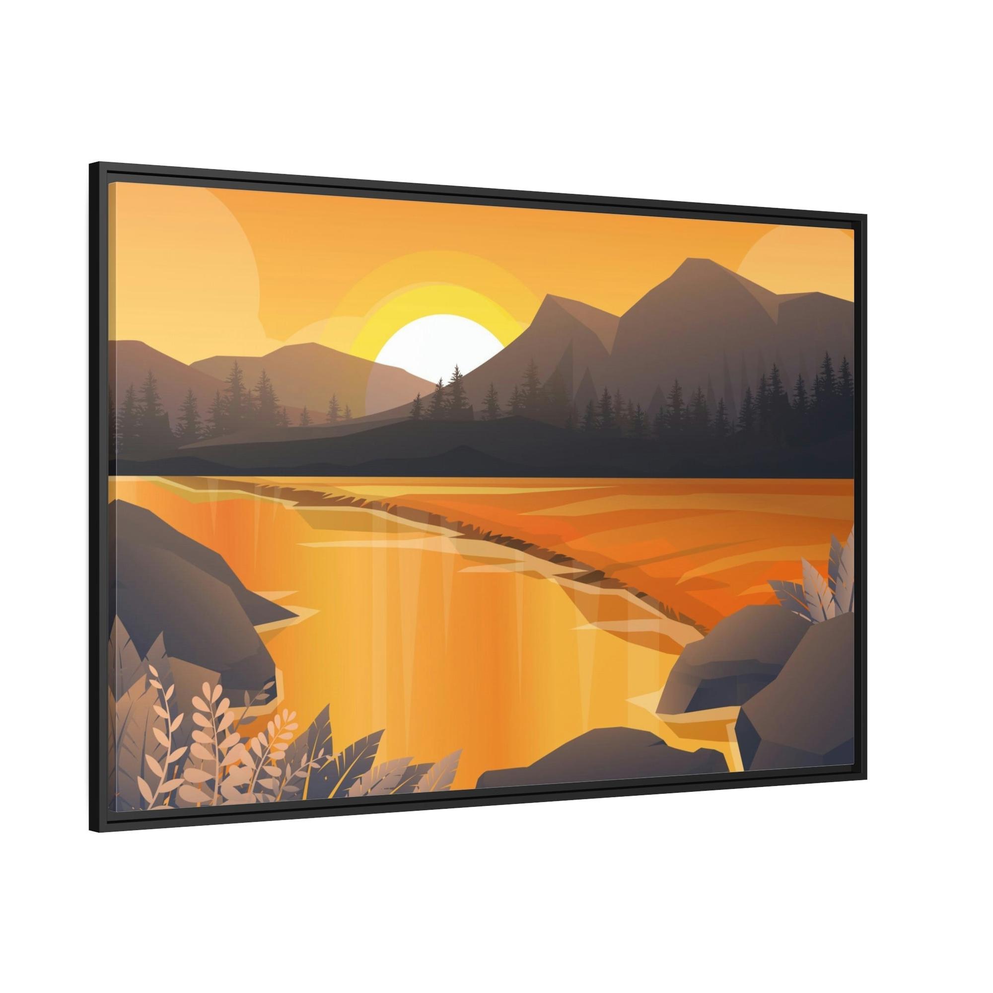 Lakes And Rivers Riverfront Escape: Print on Canvas of a Serene River Landscape