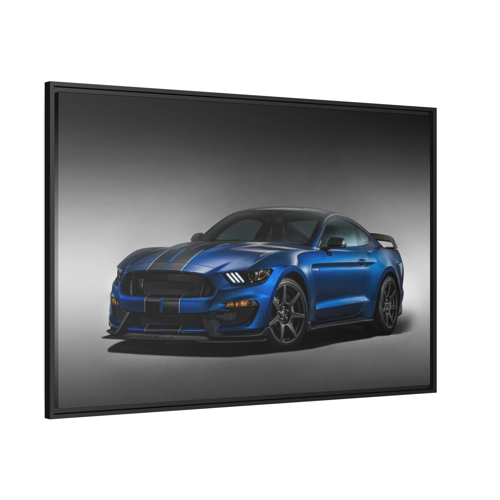 Mustang Thrilling Velocity: Blue Mustang Sport Car Canvas Wall Art for Speed Lovers