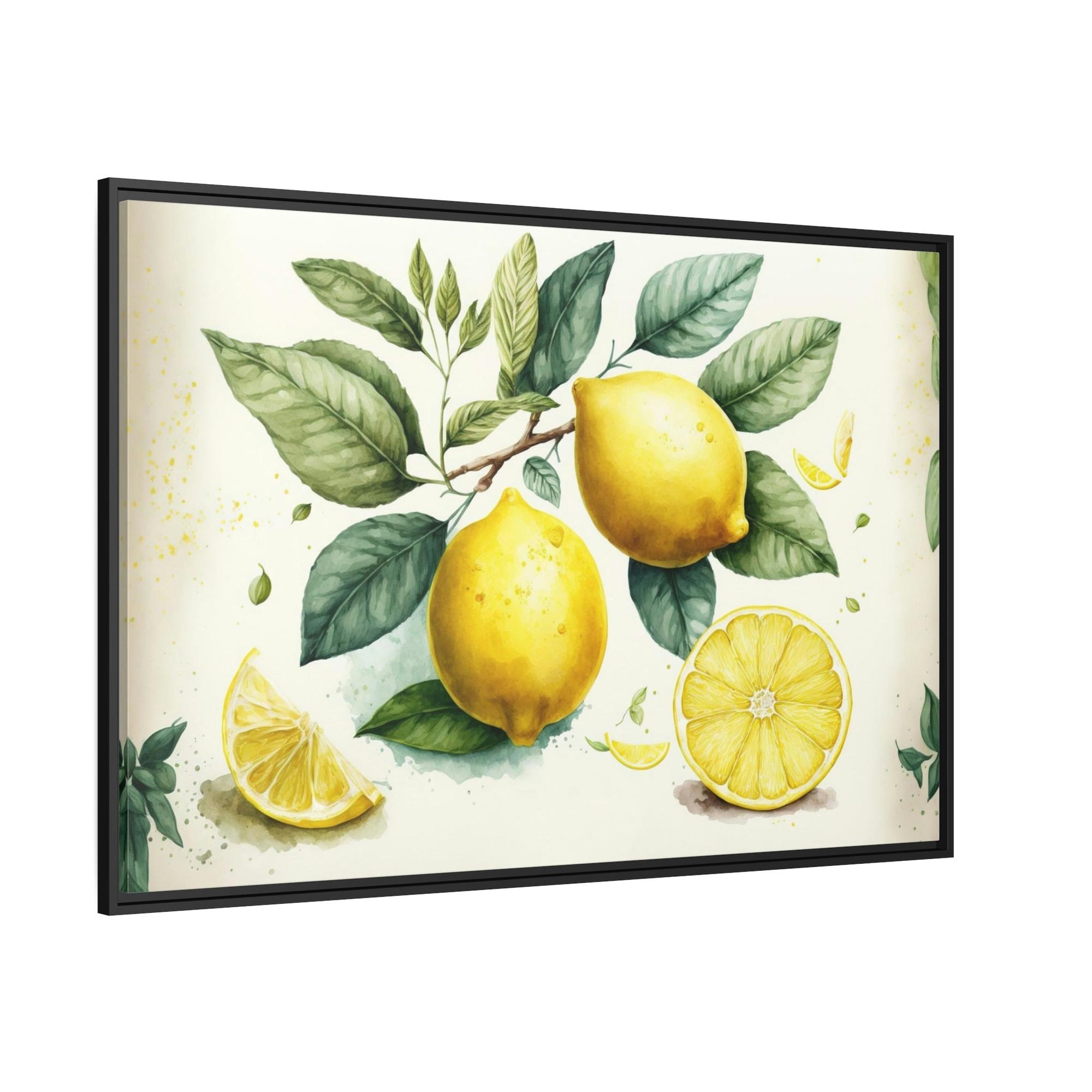 Yellow Elegant and Beautiful Canvas Art Prints and Framed Posters Featuring a Yellow Lemon Design