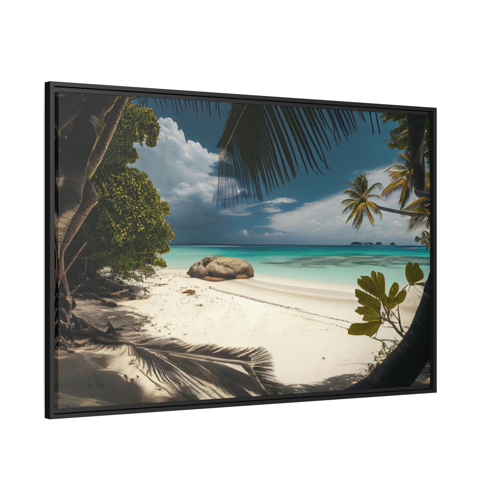 Island Beach Beach Bliss: Framed Canvas & Poster of a Joyful Island Beach on a Summer Day