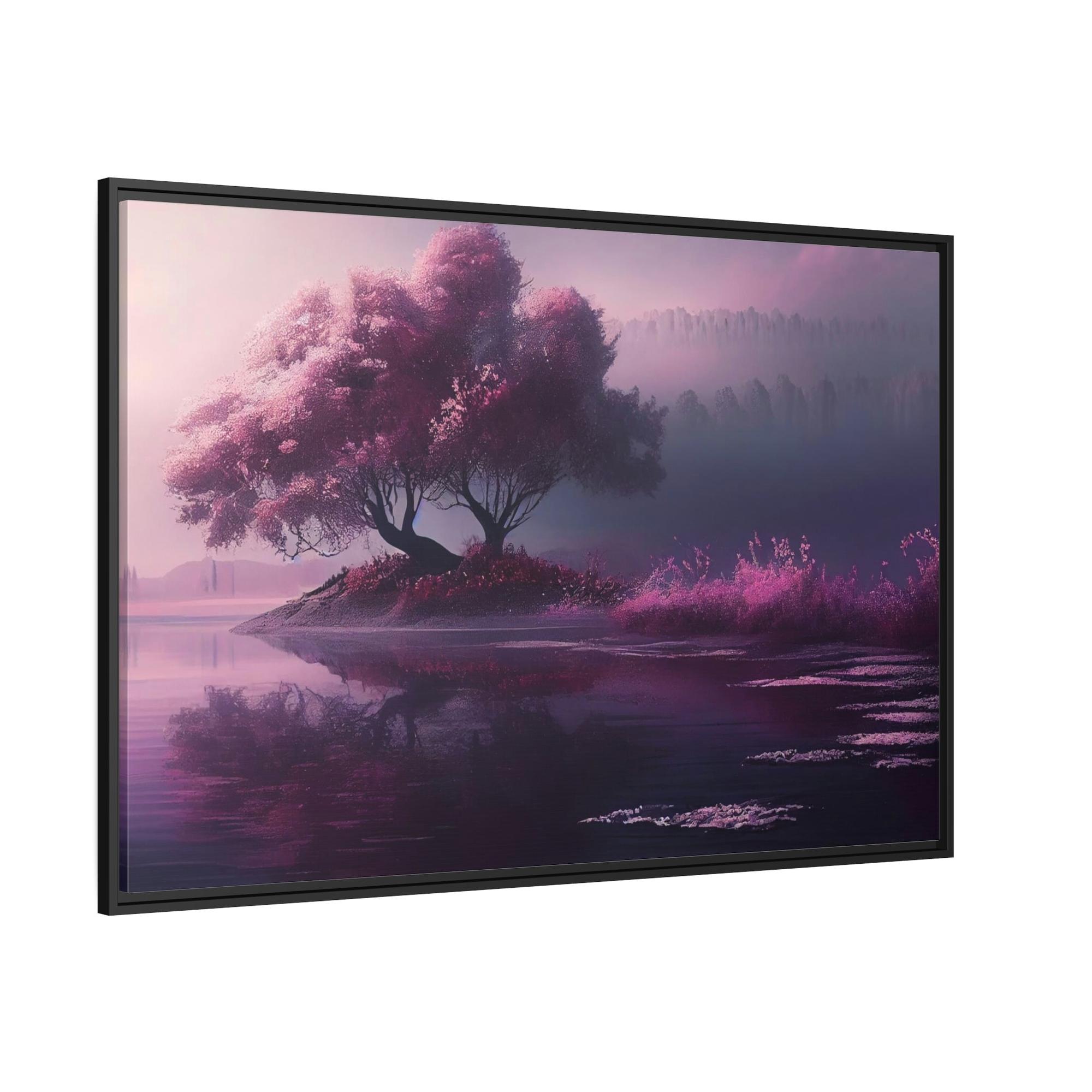 Lakes And Rivers Tranquility in Blue: Framed Poster of a Peaceful Lake on Canvas