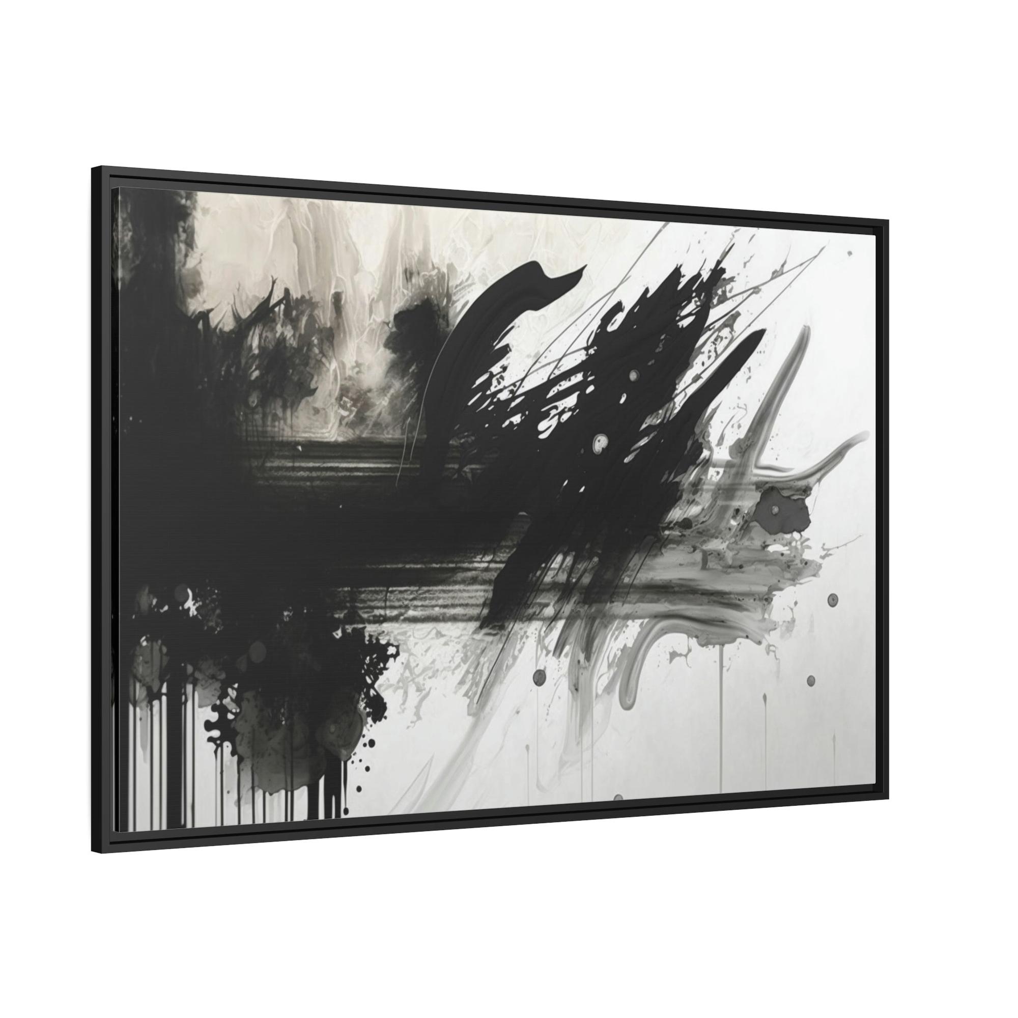 undefined Inkblot Symphony: A Framed Canvas & Poster Print of Black and White Abstract Art
