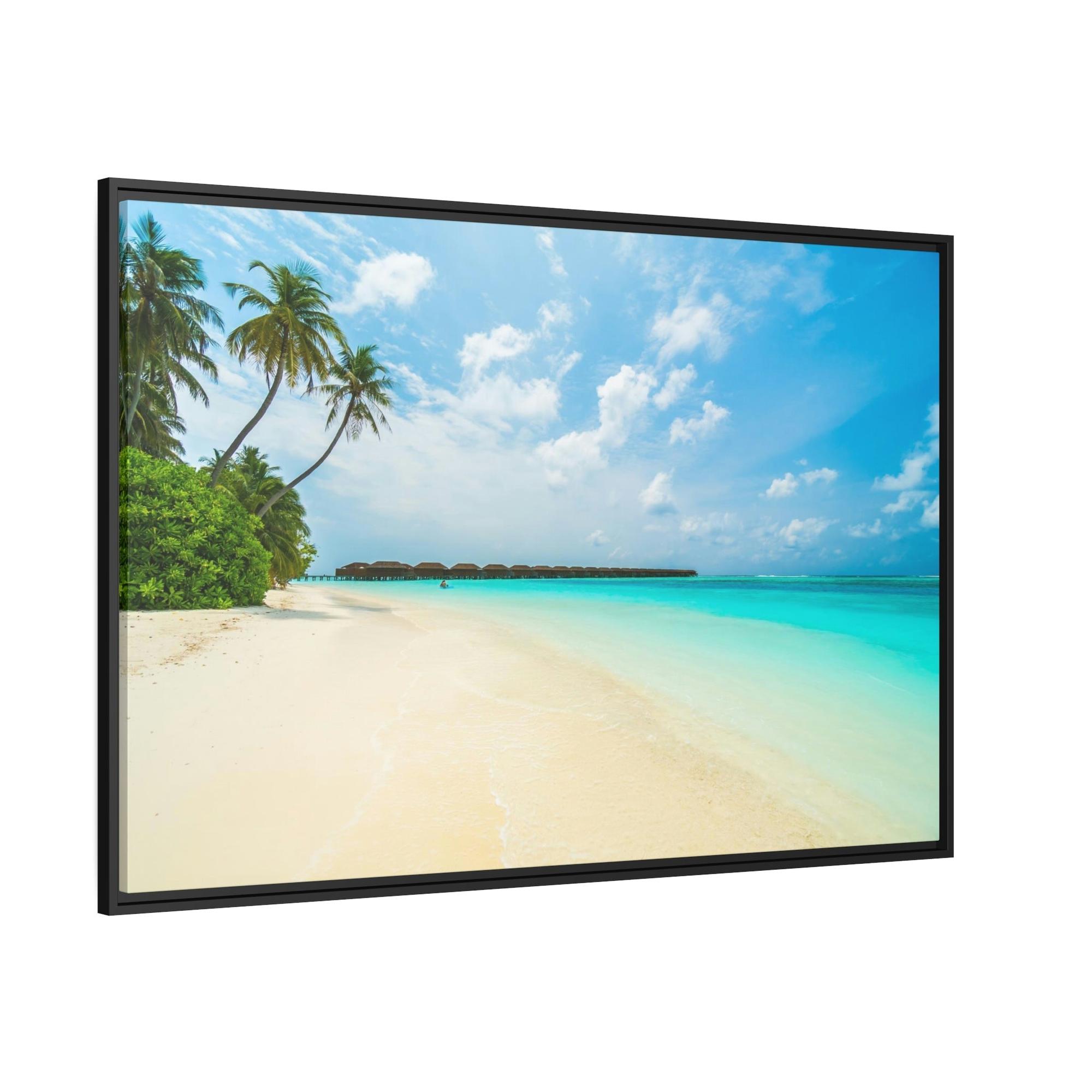 Island Beach Tropical Paradise: Art Print of a Lush Island Beach on a Natural Canvas & Poster