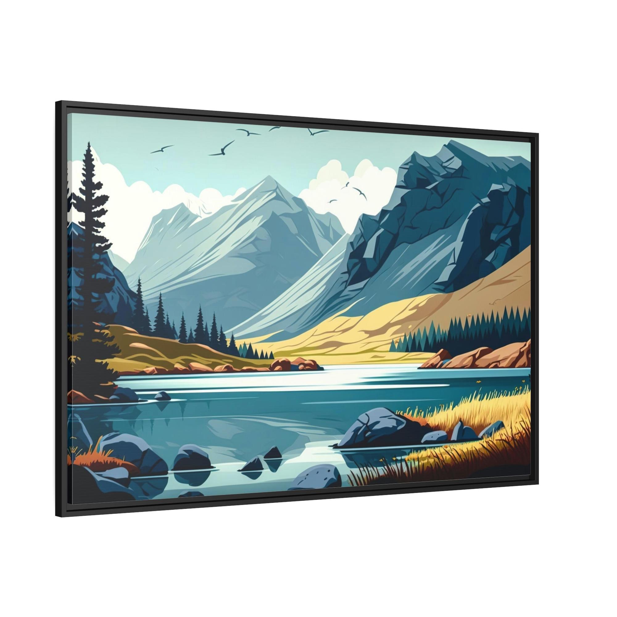 Lakes And Rivers Lakeside Beauty: Wall Art of a Stunning Lake Landscape on Natural Canvas & Poster