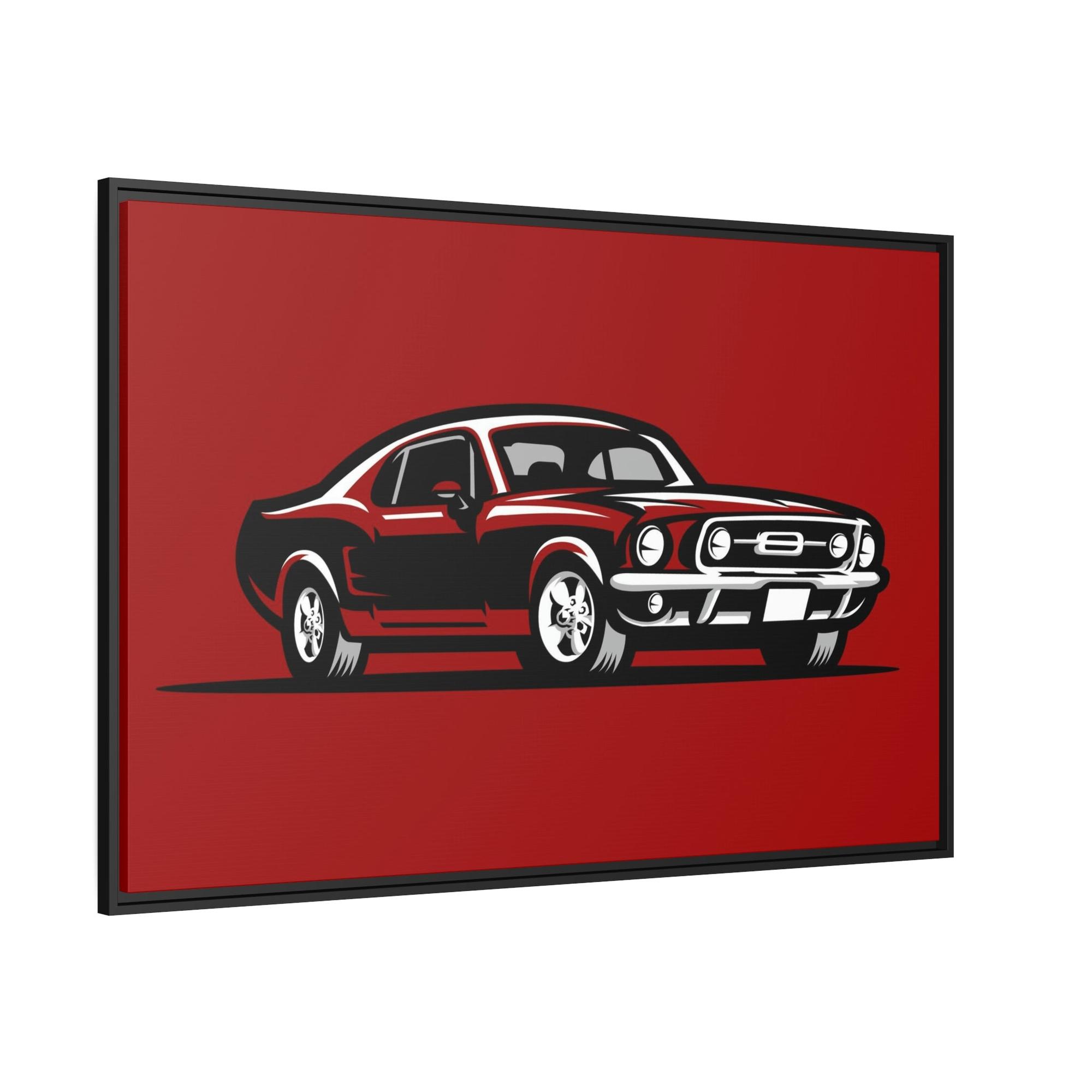Mustang Racing Passion: Red Mustang Wall Art on Natural Canvas and Framed Canvas