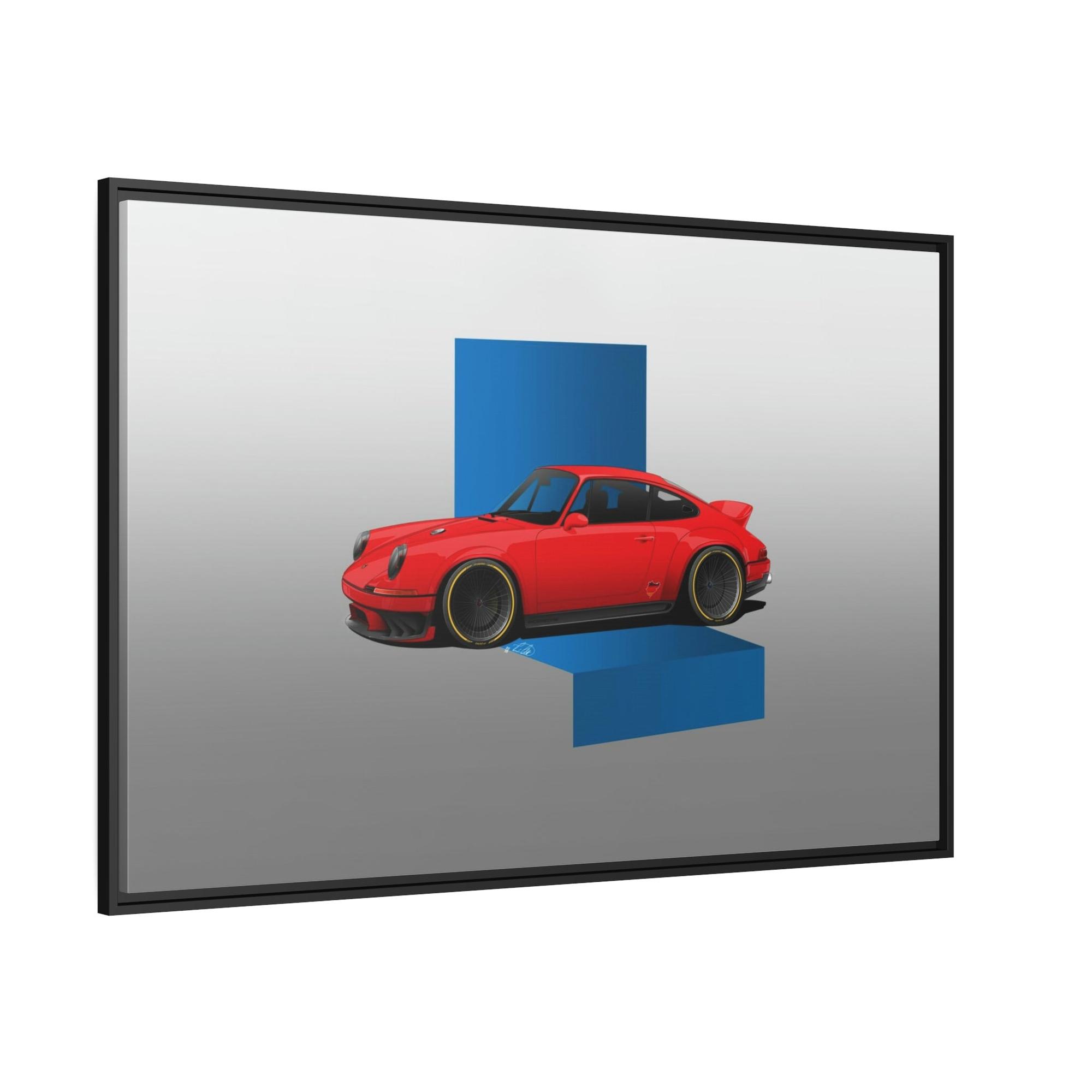 Porsche The Art of Speed: A Framed Canvas Print of a Red Porsche in Action
