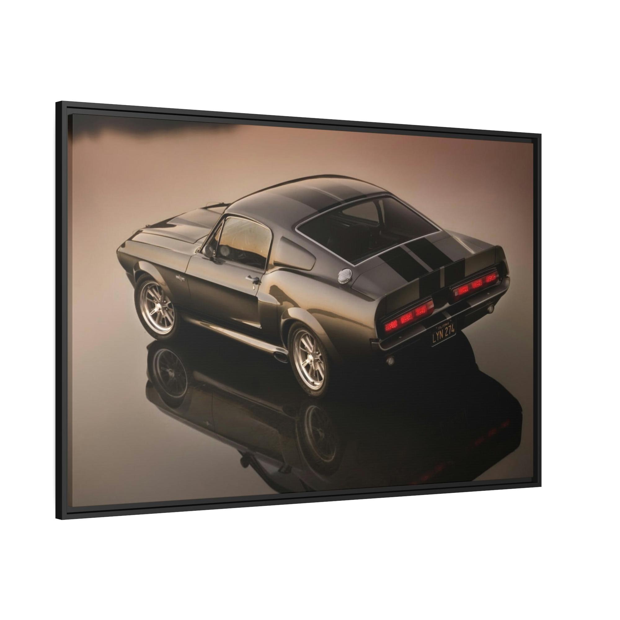 Mustang Masterpiece on Wheels: Framed Canvas Poster of a Mustang Sports Car for Automotive Art Collectors