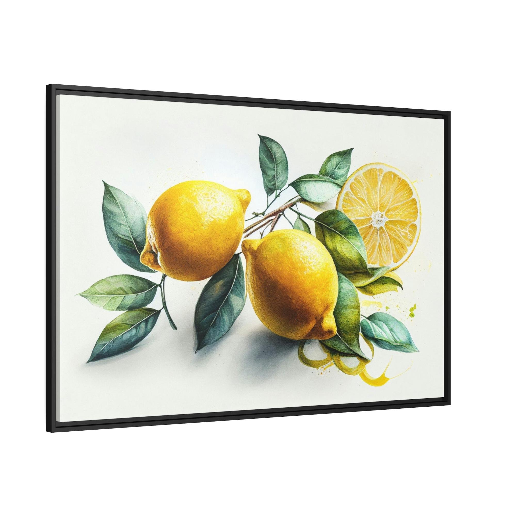 Yellow Lemon Burst: Bright and Playful Wall Art Prints of Yellow Lemons on Natural Canvas