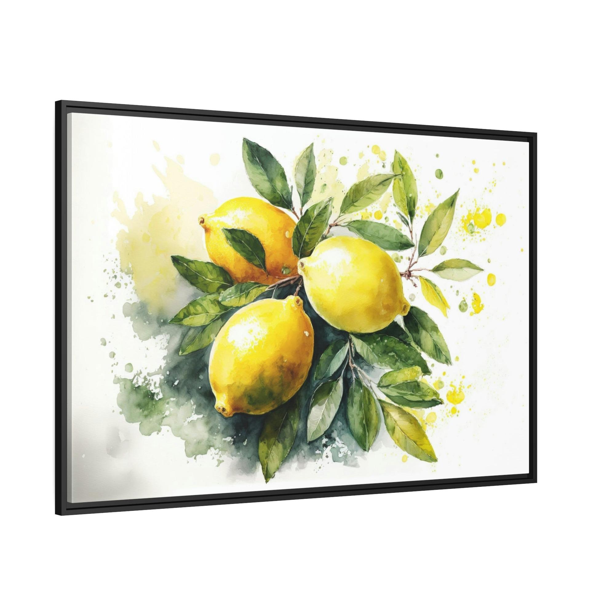 Yellow Tropical Citrus: Vibrant and Bold Wall Art Prints of Yellow Lemons on Natural Canvas & Posters