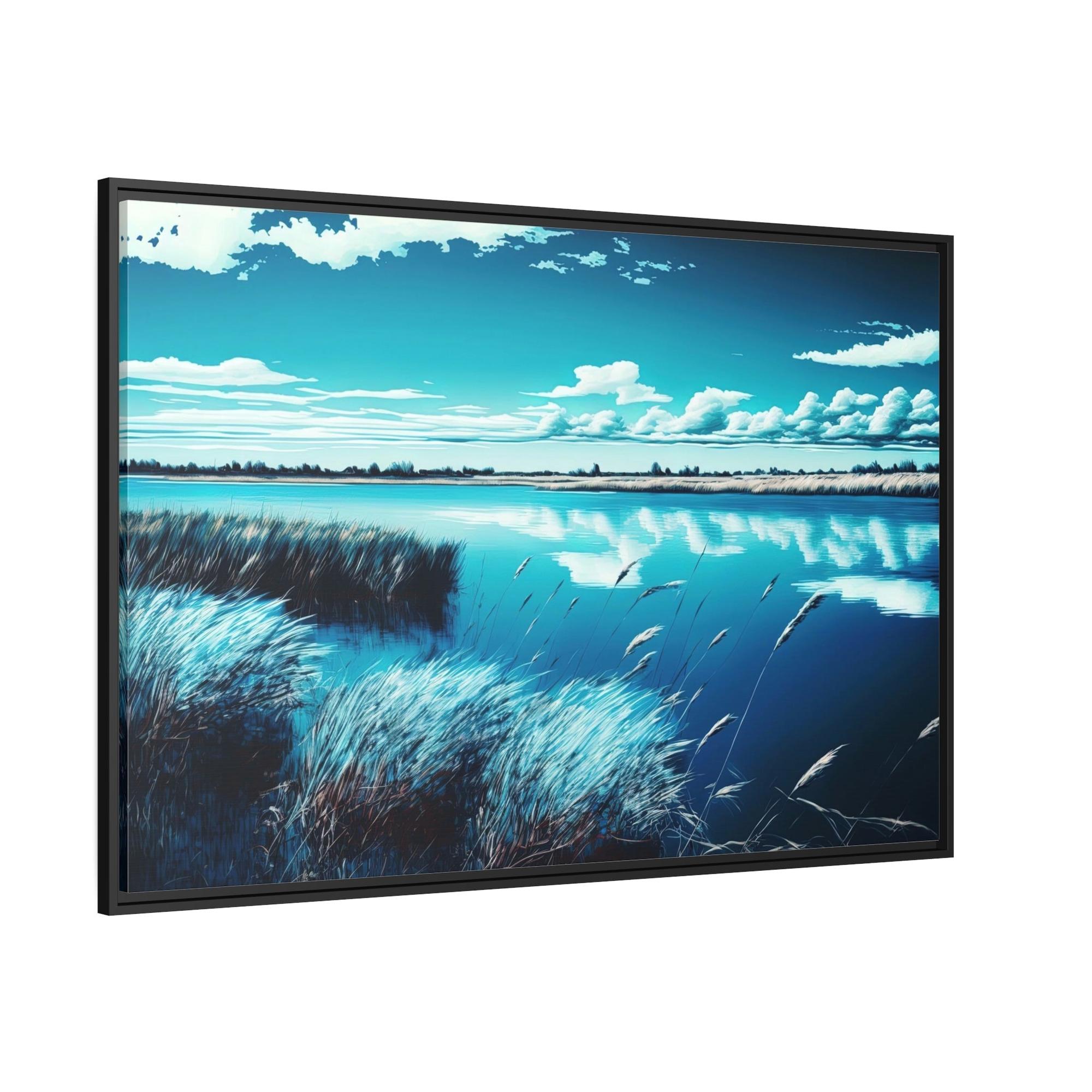 Lakes And Rivers Lakeside Harmony: Print on Canvas with Tranquil Lake Scenery