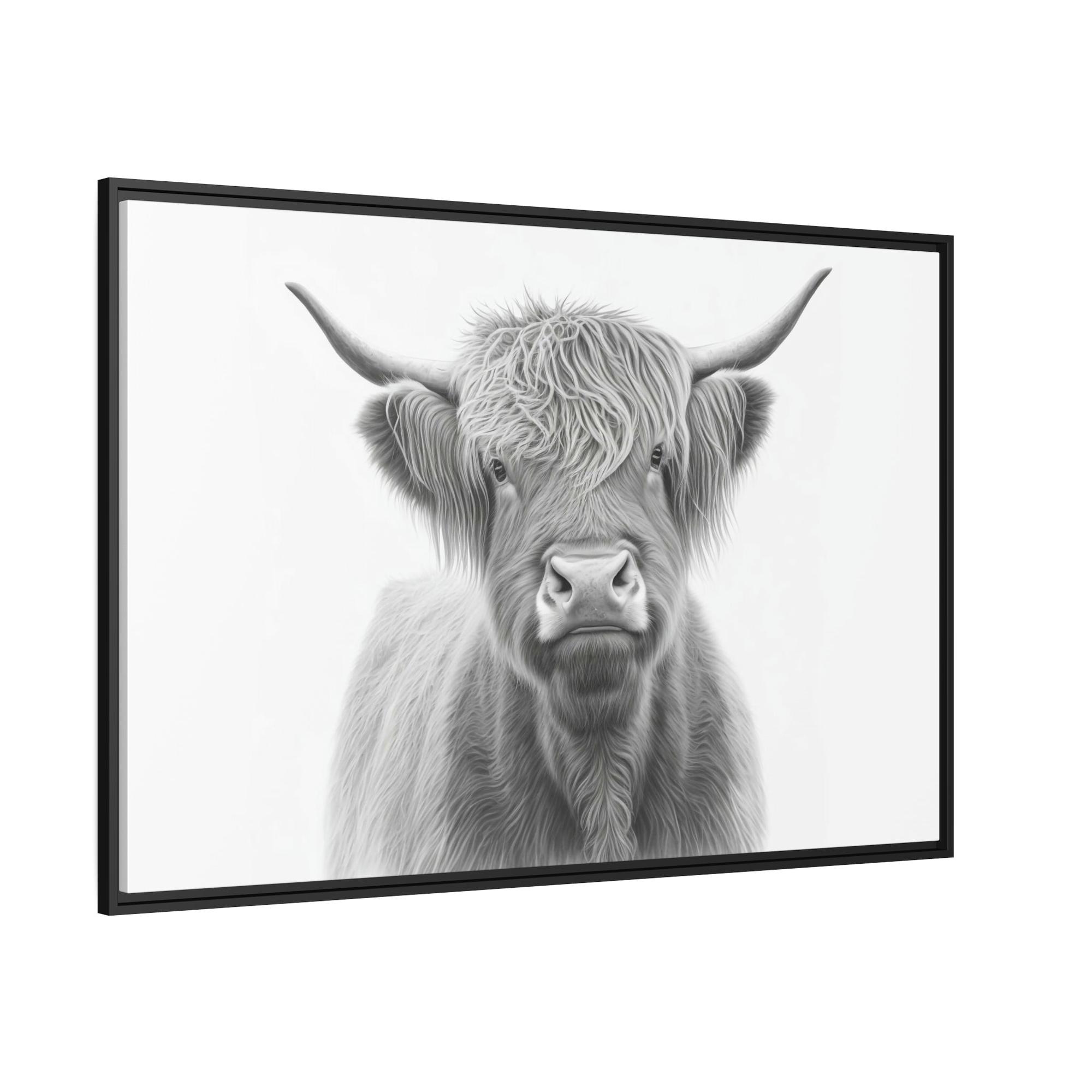 Cows Artistic Whimsy: Framed Poster Wall Art Featuring a Playful Cow Portrait on Canvas
