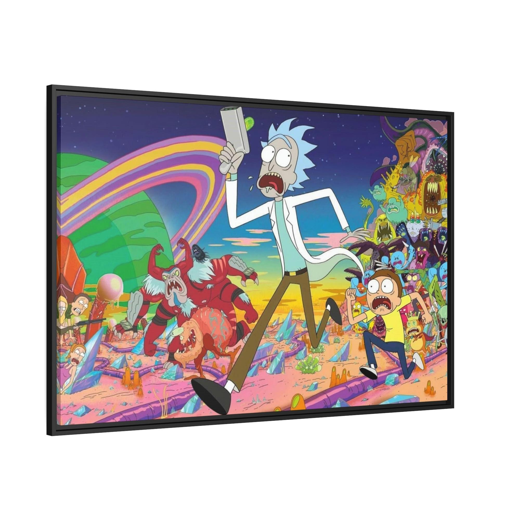 Rick And Morty Art Fantastical Adventures: Framed Canvas Wall Art Depicting Rick and Morty Artwork