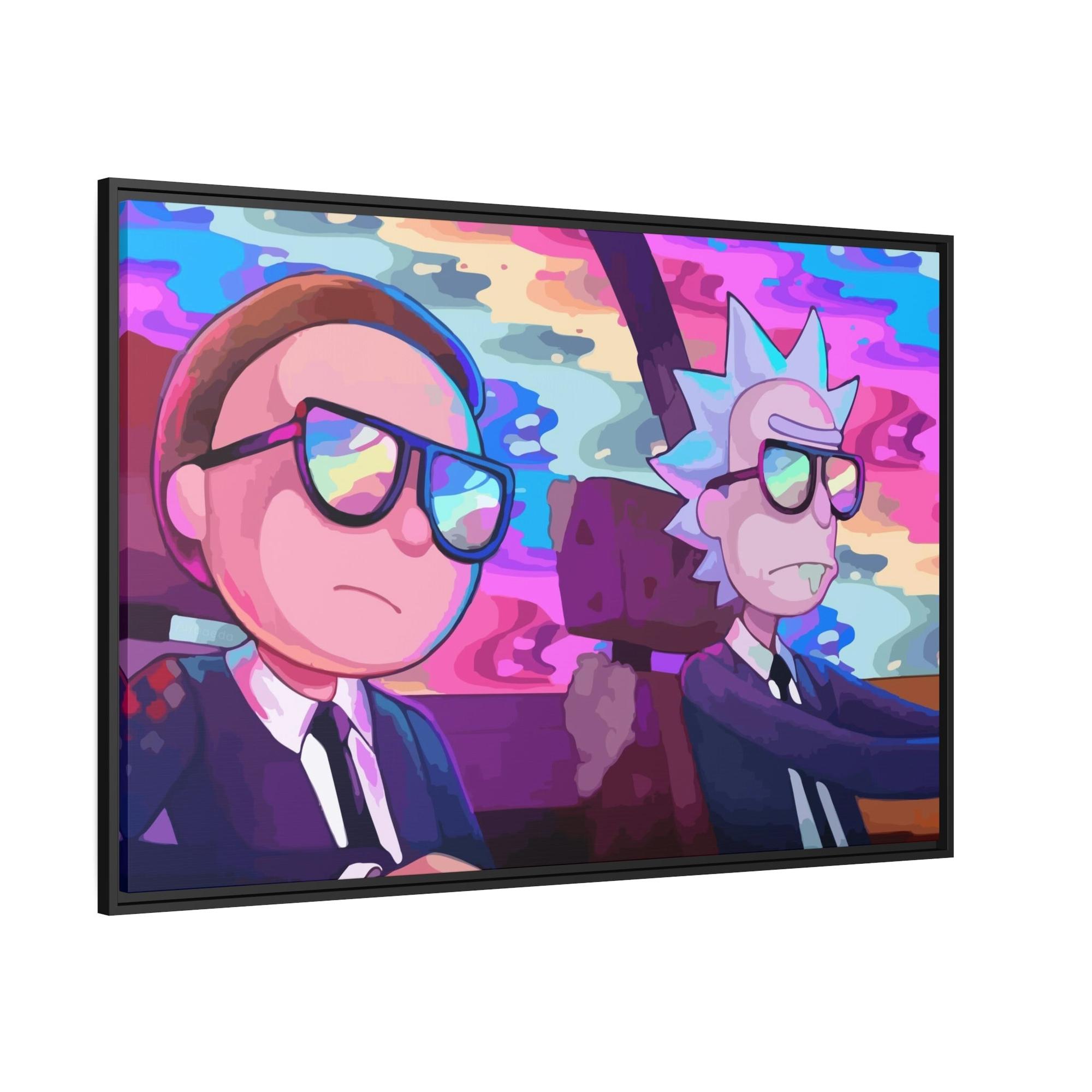 Rick And Morty Art Sci-Fi Adventures: Framed Canvas Wall Art Featuring Rick and Morty Cartoon Characters