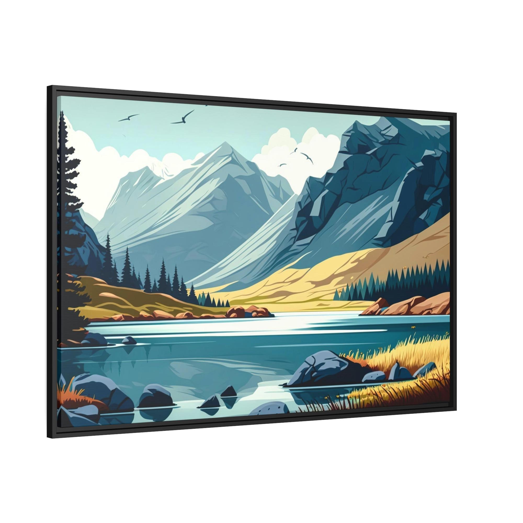 Lakes And Rivers Tranquil Sceneries: Lakes and Rivers on Natural Canvas and Framed Poster