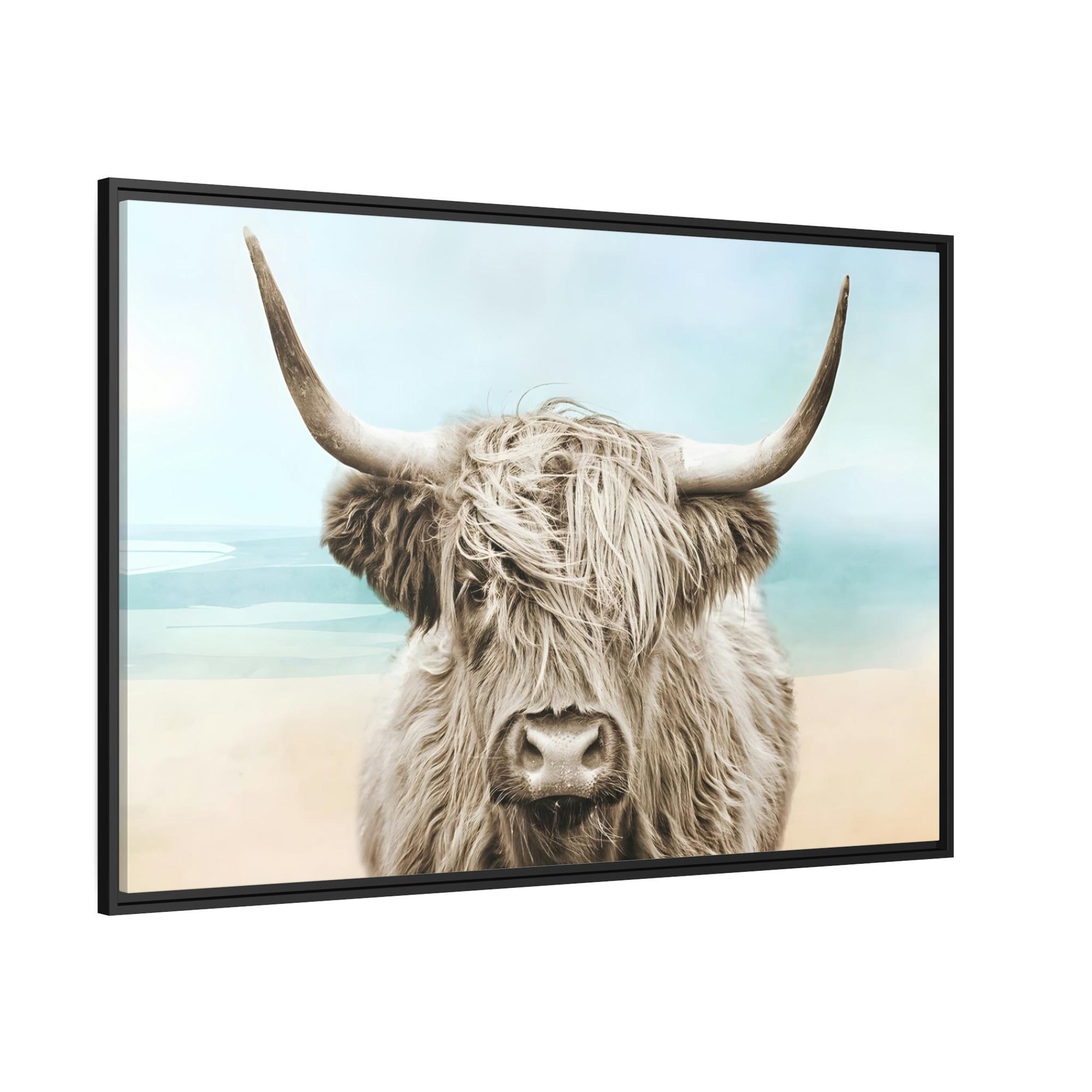 Highland Cow Framed in Wonder: Framed Poster of a Stunning Highland Cow Portrait