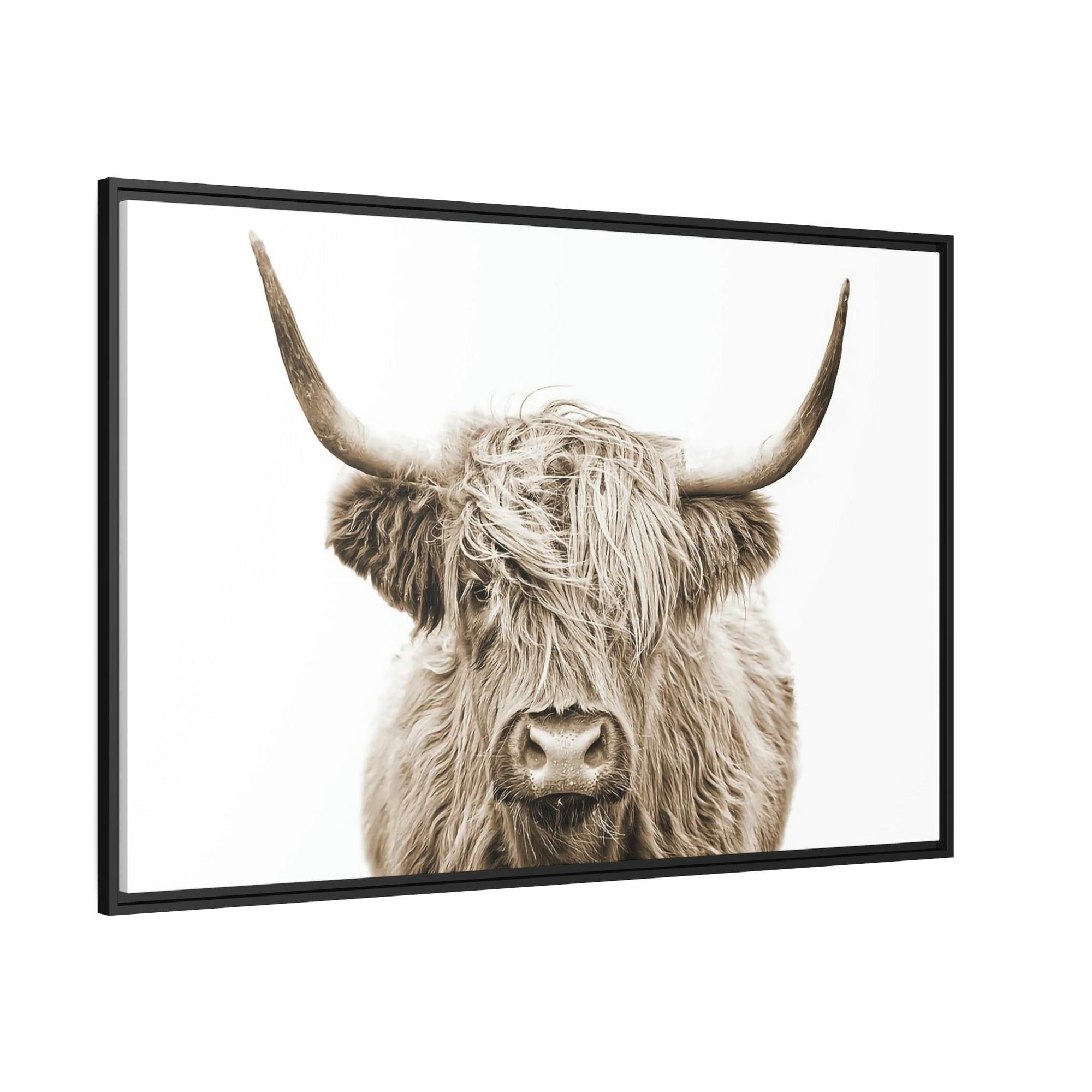Highland Cow The Beauty of Highland Cows: Wall Art on Natural Canvas