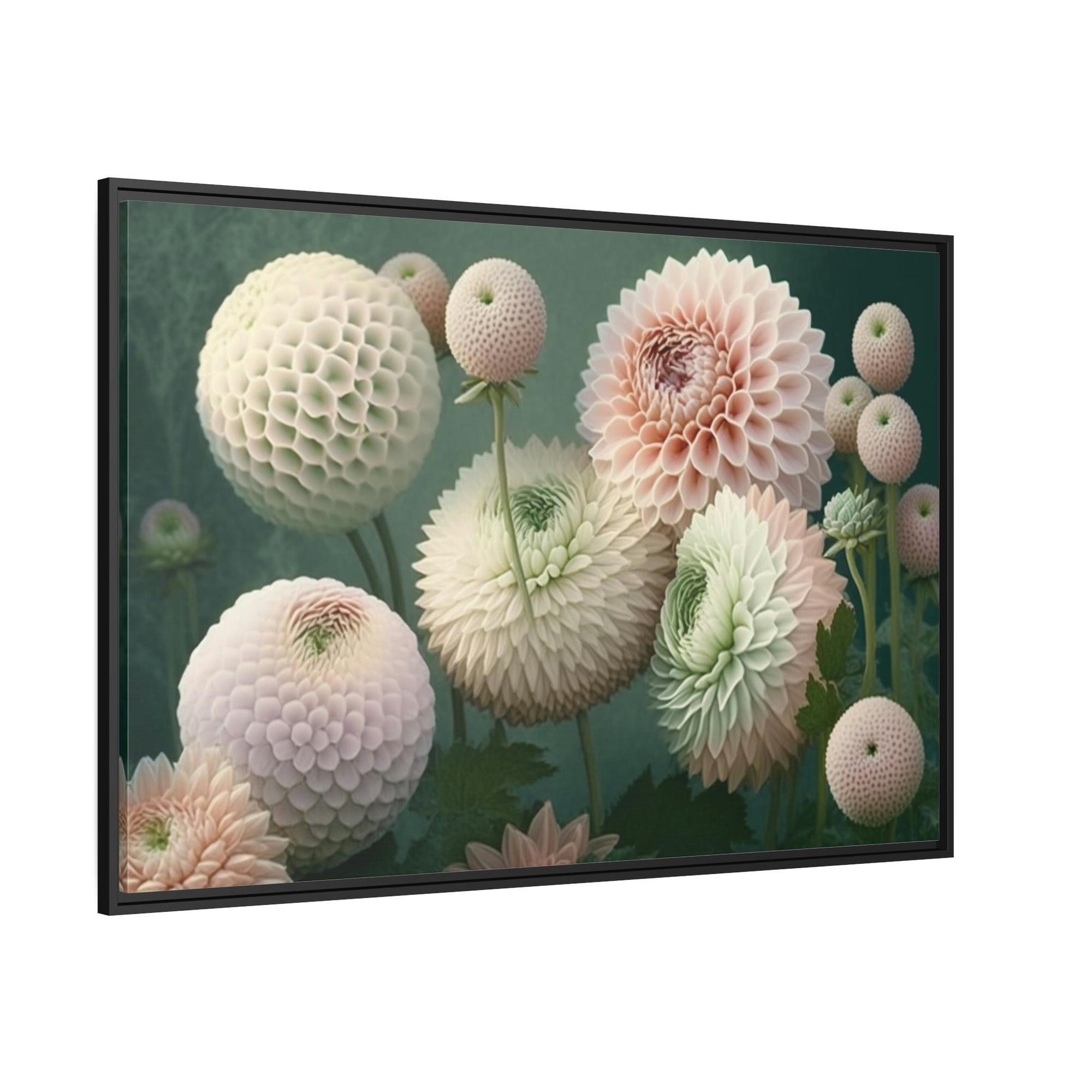 Dahlias Nature's Beauty: A Framed Canvas of Vibrant Dahlia Blooms