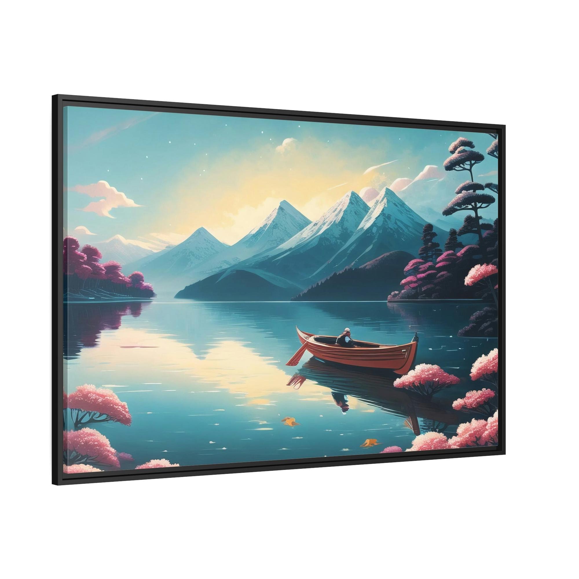 Lakes And Rivers Awe-Inspiring Waters: Framed Canvas Print of Beautiful Lakes and Rivers