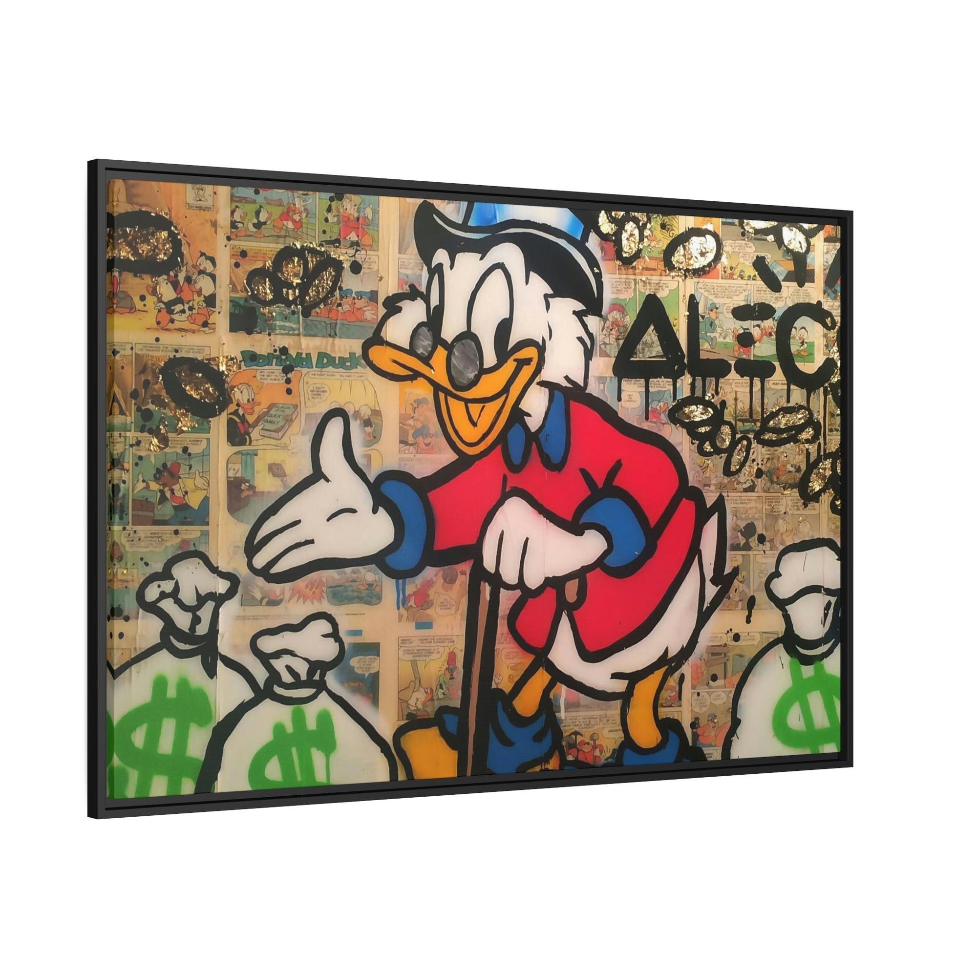 Monopoly & Motivation Monopoly Madness: Disney's Duck in Alec Monopoly Style on Canvas and Framed Poster