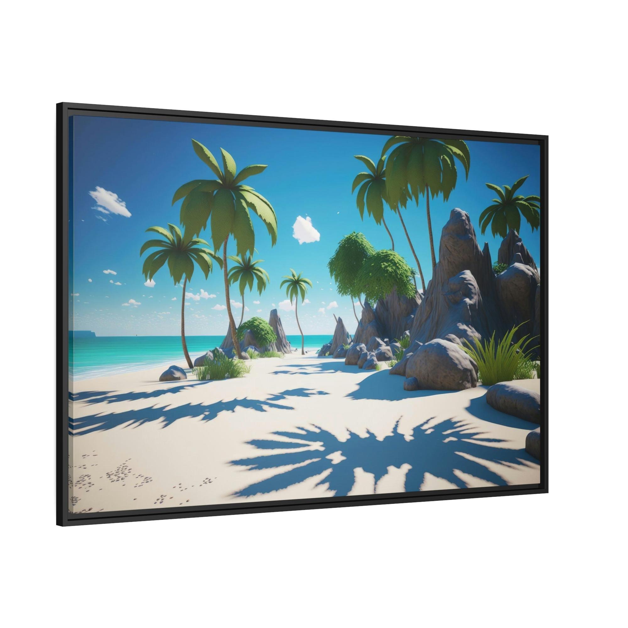Island Beach Seaside Bliss: Wall Art of a Gorgeous Island Beach on a Natural Canvas & Poster