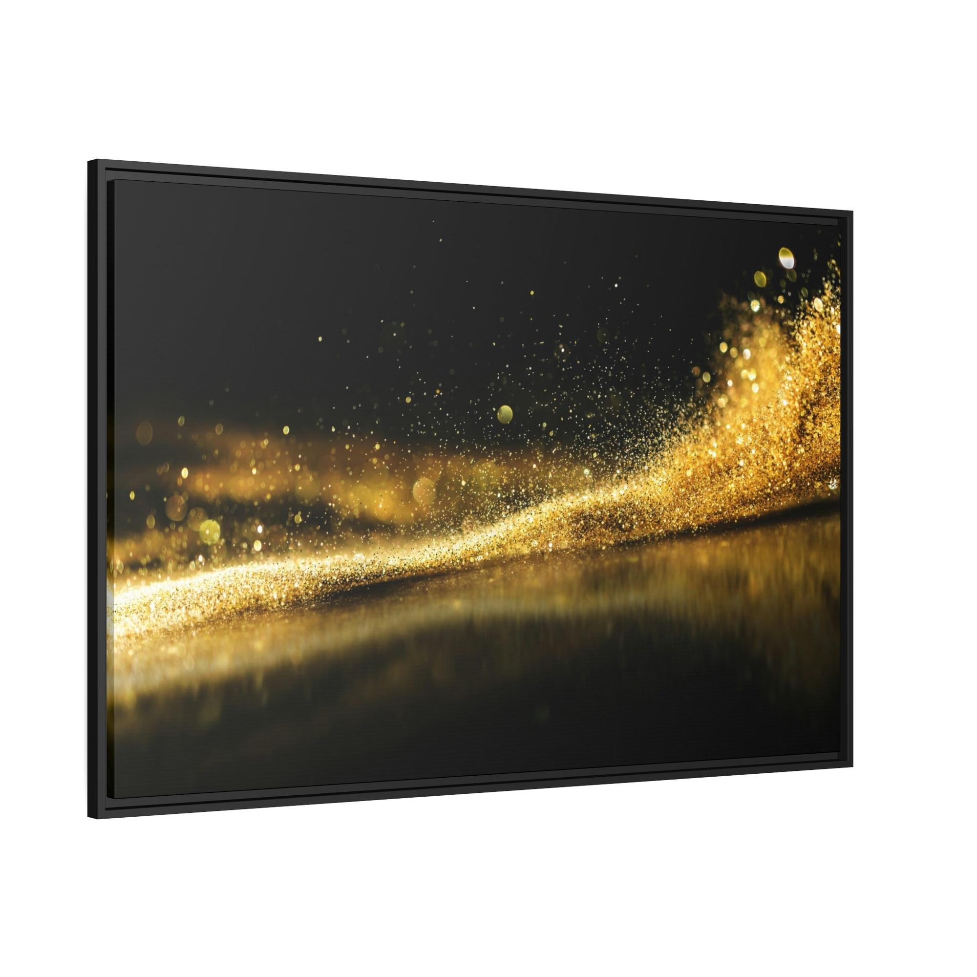 Gold Abstract Art Lustrous Impressions: Gold Abstract Wall Art on Natural Canvas & Poster