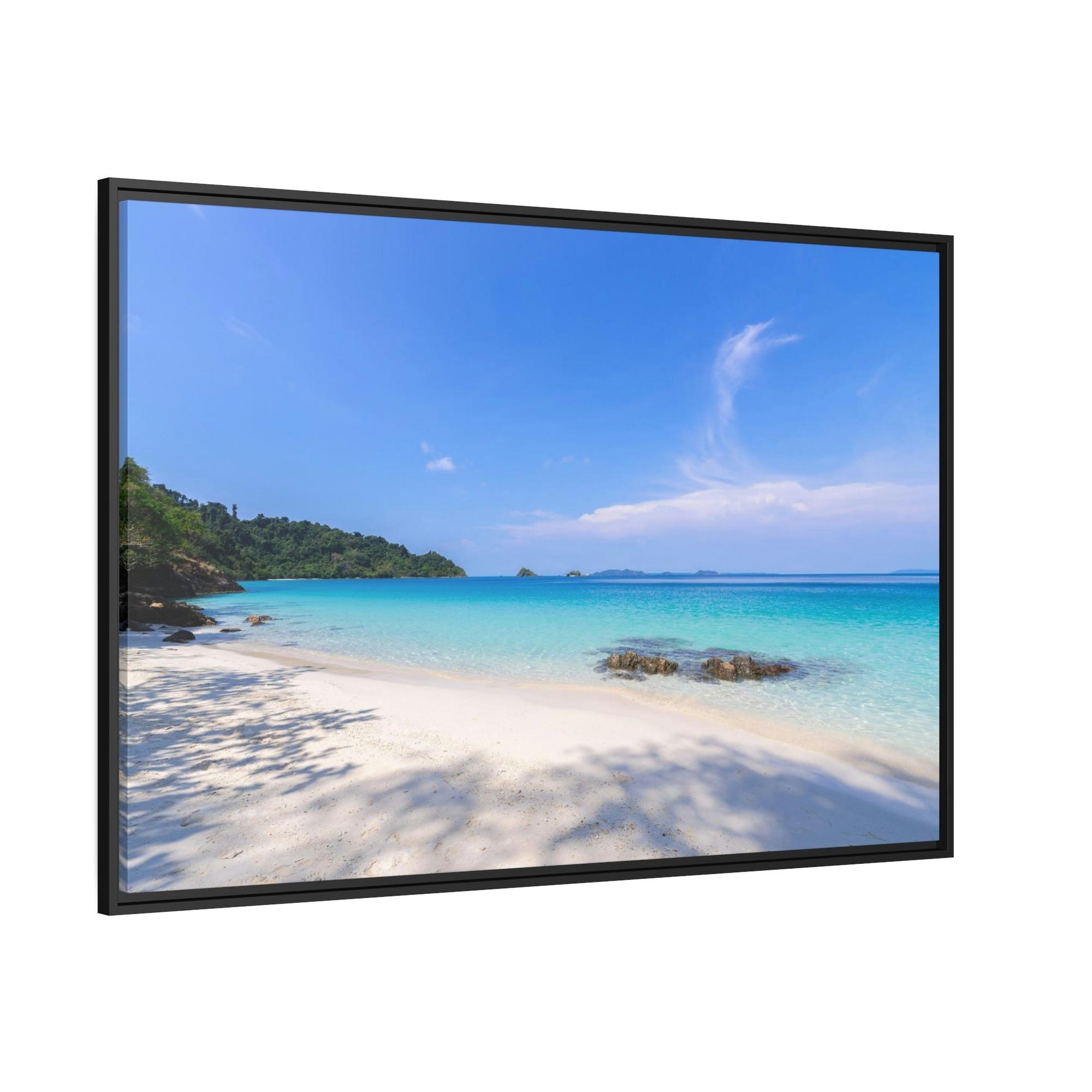 Island Beach Paradise Found: Framed Poster of a Stunning Beach Scene on a Tropical Island