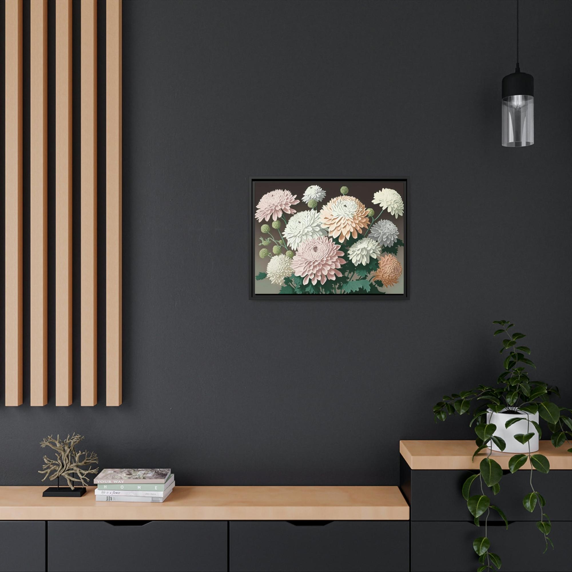 Chrysanthemums Chrysanthemum Dreams: Framed Poster with Serene Floral Imagery