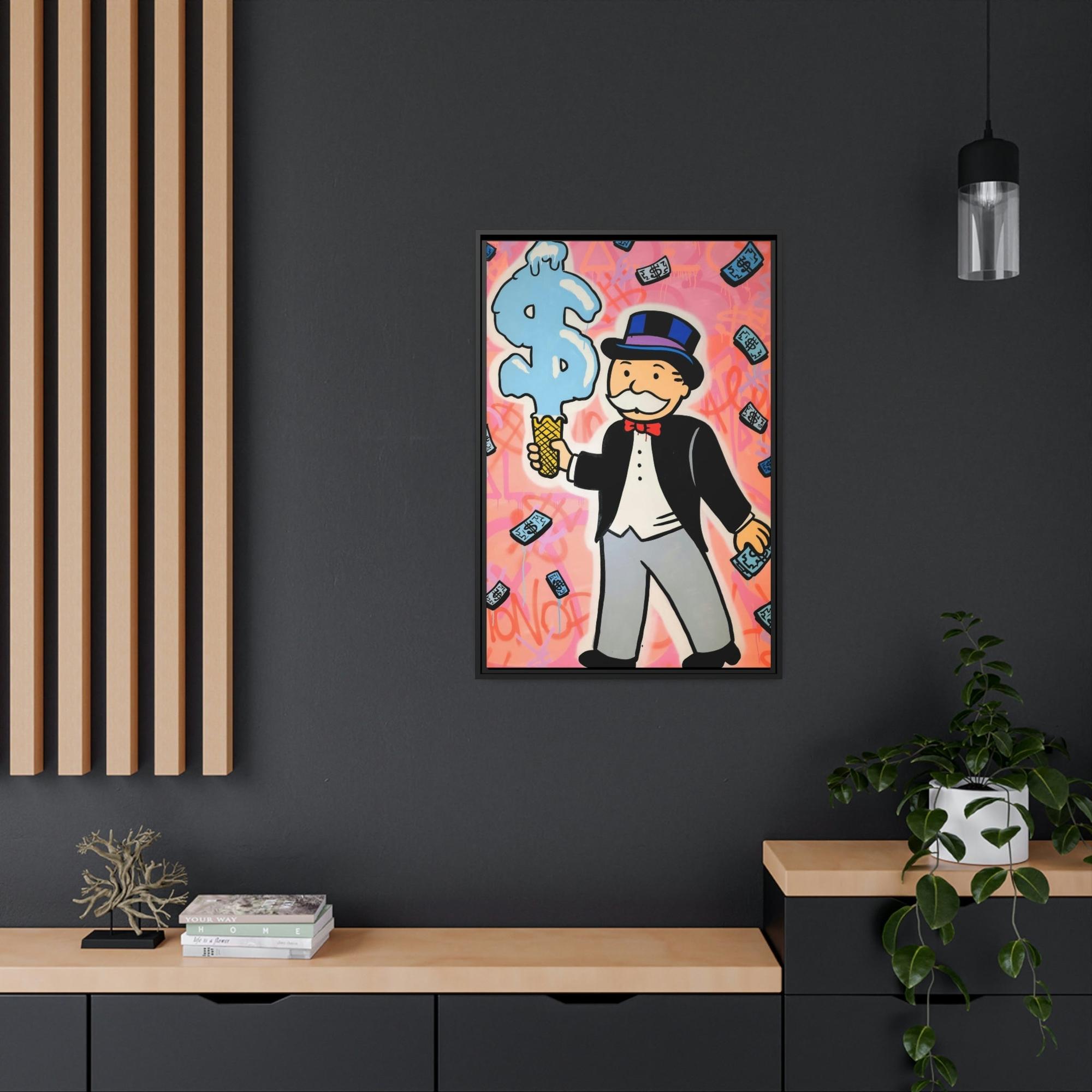 Monopoly & Motivation Money and Art Collide: Framed Canvas and Poster Print of Alec Monopoly's Iconic Work