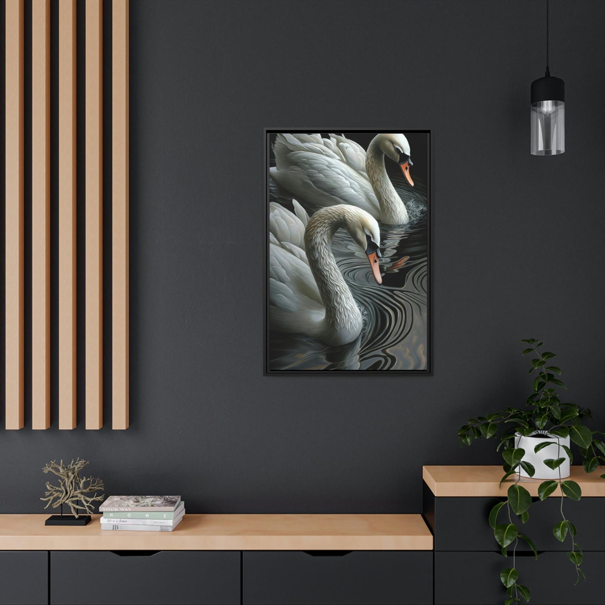 Swans The Beauty of Swans: A Soft and Elegant Painting on Canvas