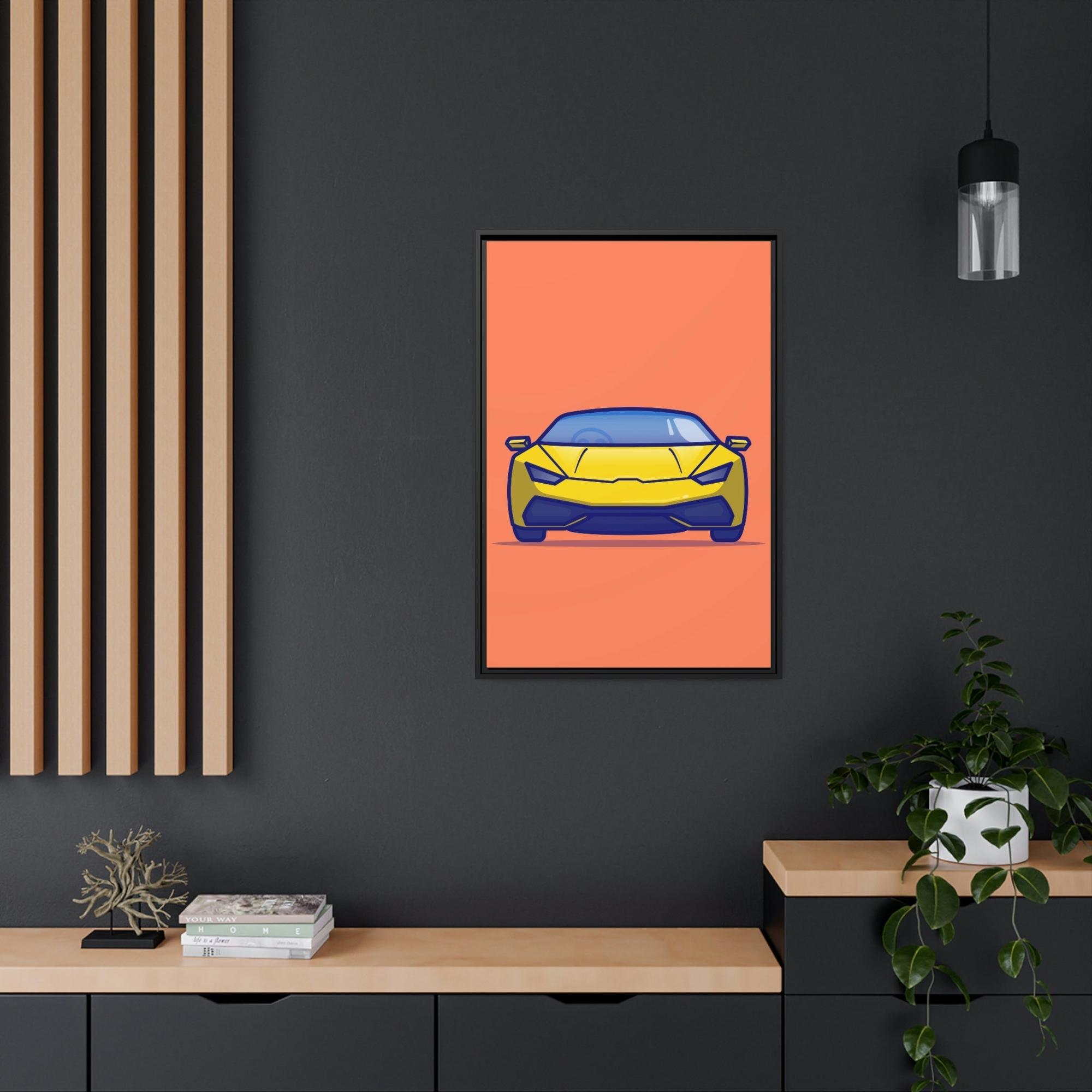 Lamborghini Luminous Speed: Yellow Lamborghini Wall Art on Framed Canvas & Poster