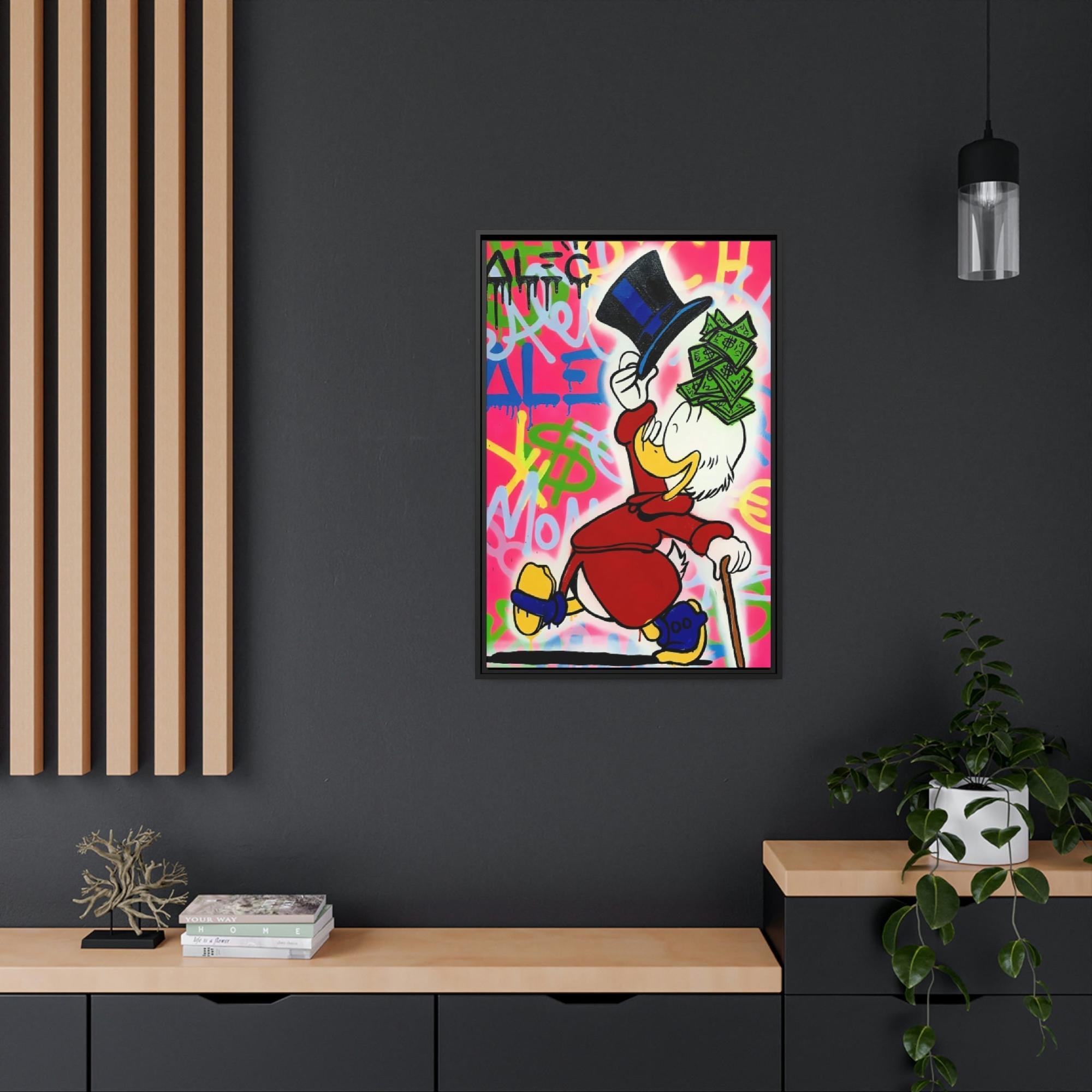 Monopoly & Motivation Street Art Duck: Alec Monopoly Inspired Canvas and Poster Print of Disney's Beloved Character