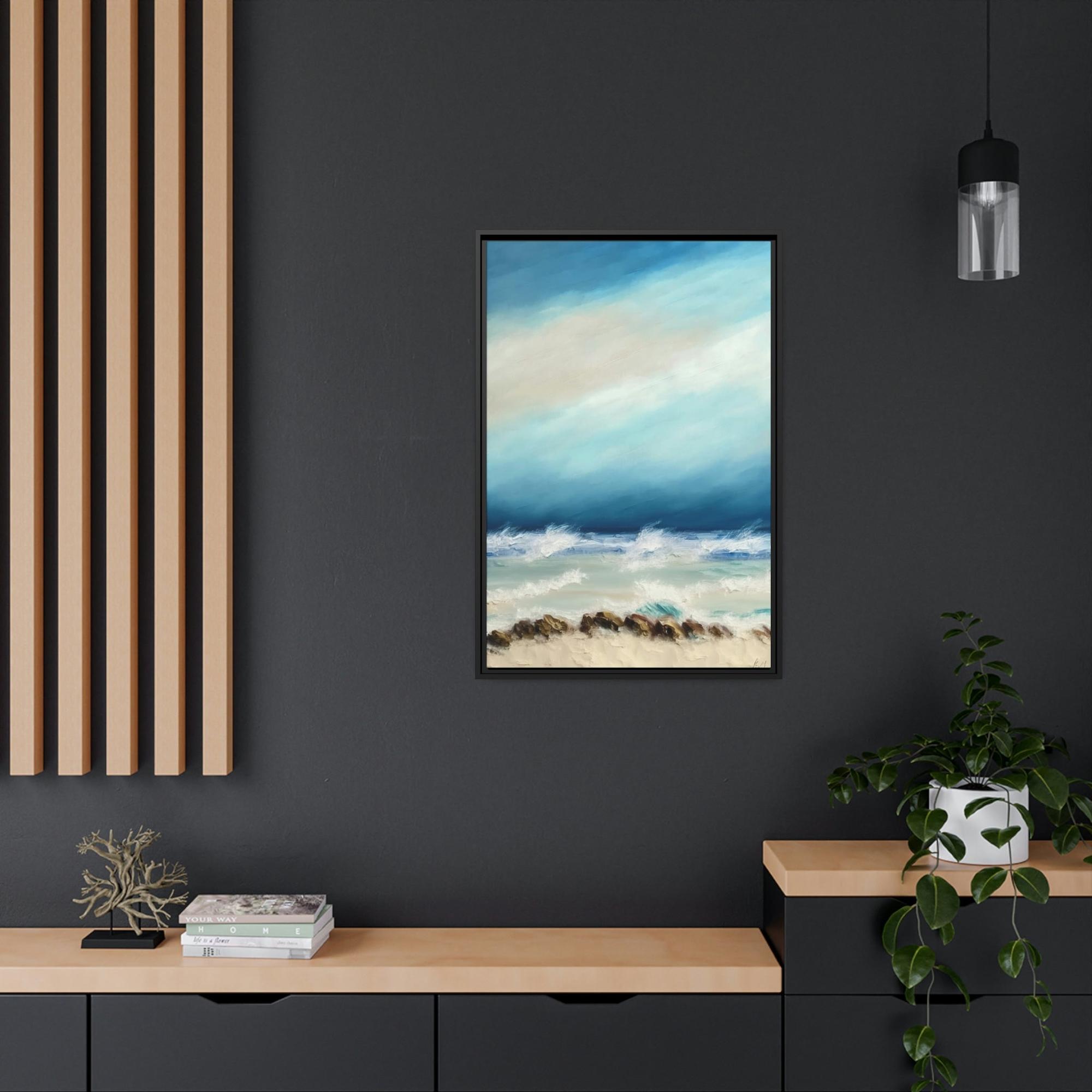 Abstract Coastal Framed Canvas & Poster Print of Abstract Waves: A Coastal Symphony