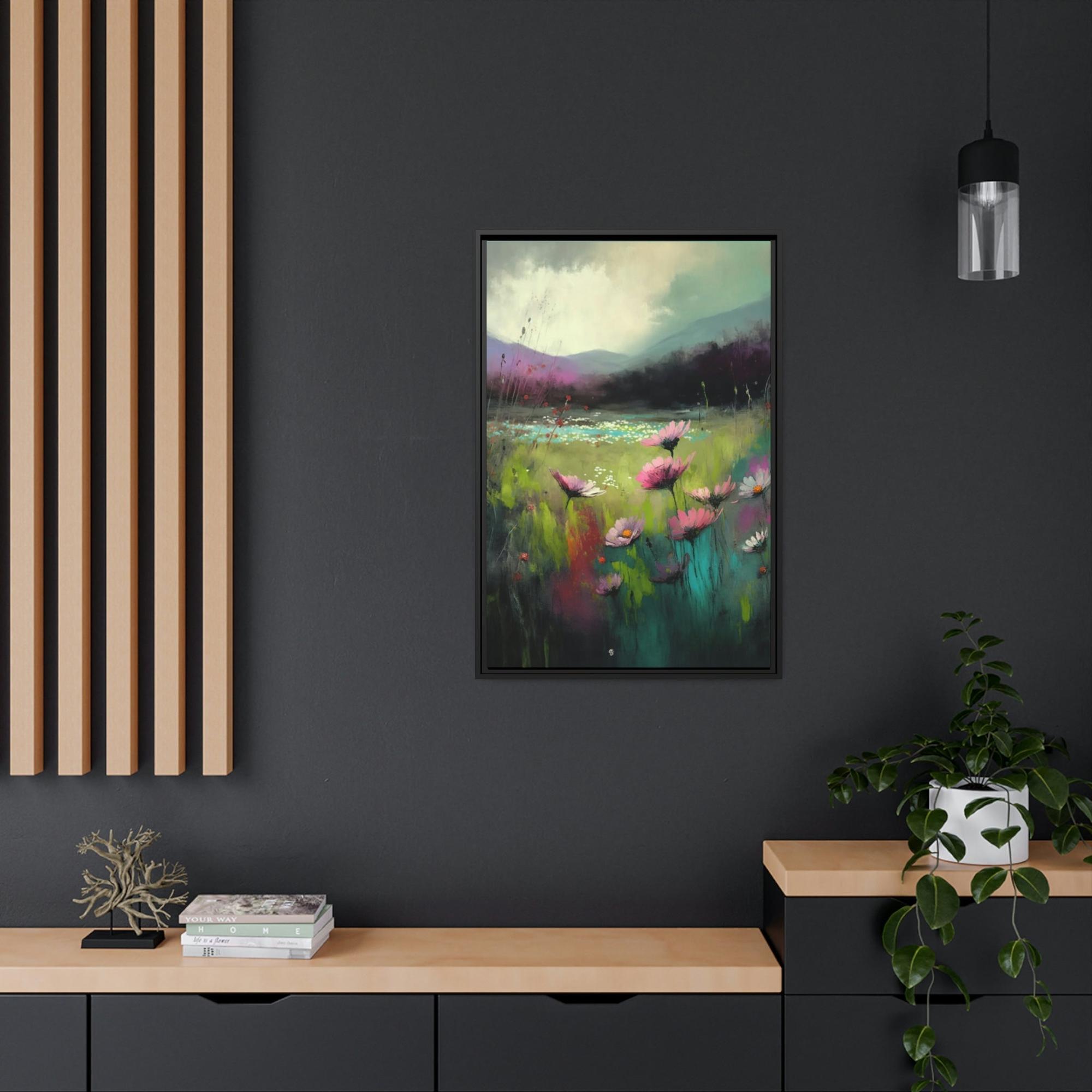 Abstract Landscape Chromatic Abstraction: A Framed Canvas & Poster Artwork of a Vibrant Landscape