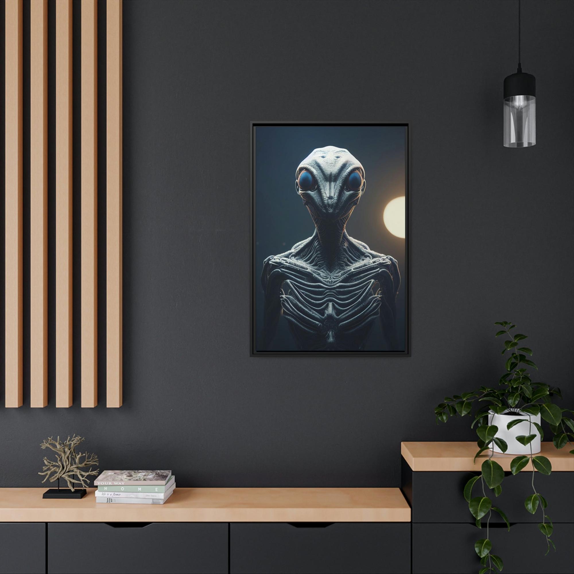 Aliens Beyond Our World: Framed Canvas Art Featuring a Mystical Alien