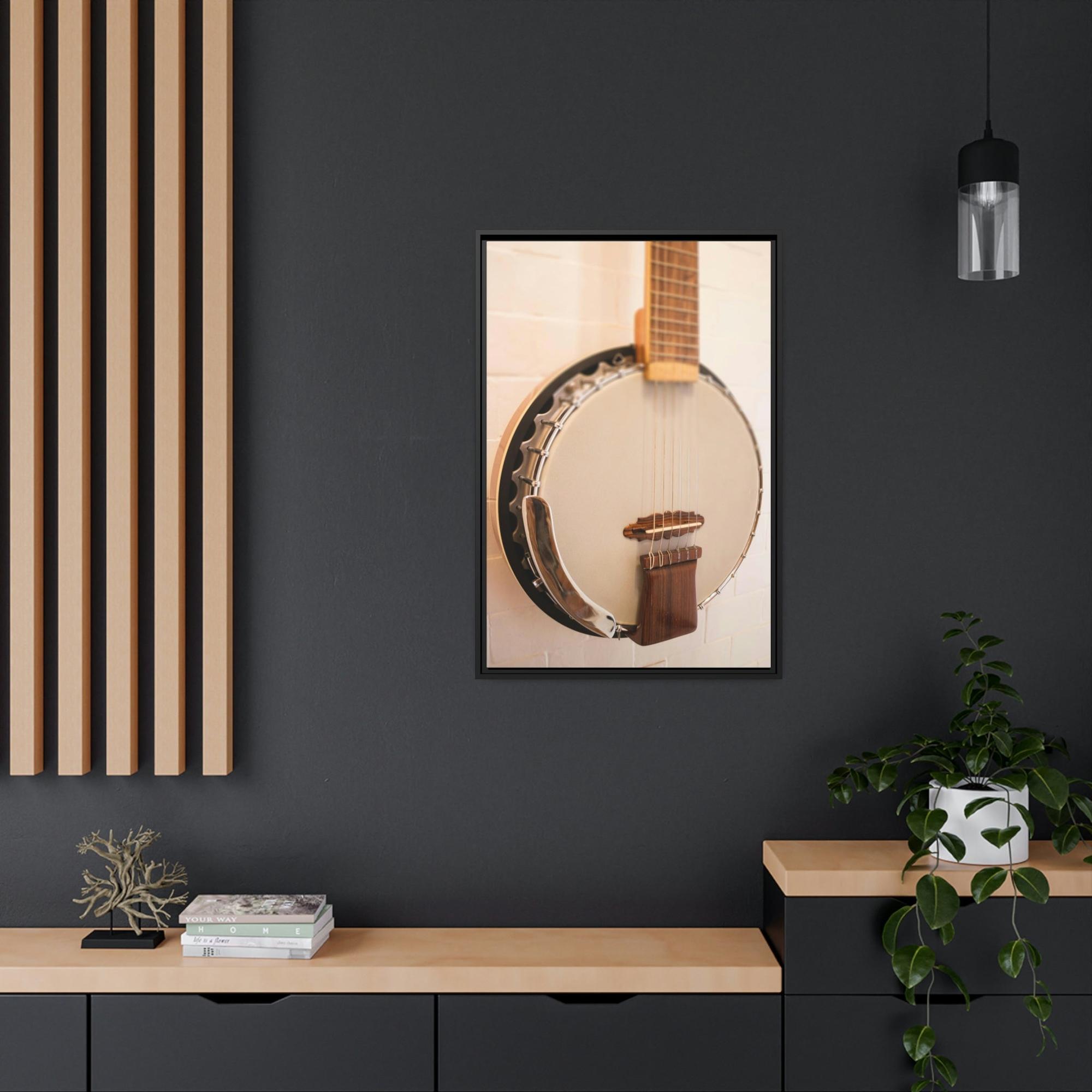 Banjo Melodic Strings: Art Print on Canvas with a Close-Up of a Banjo
