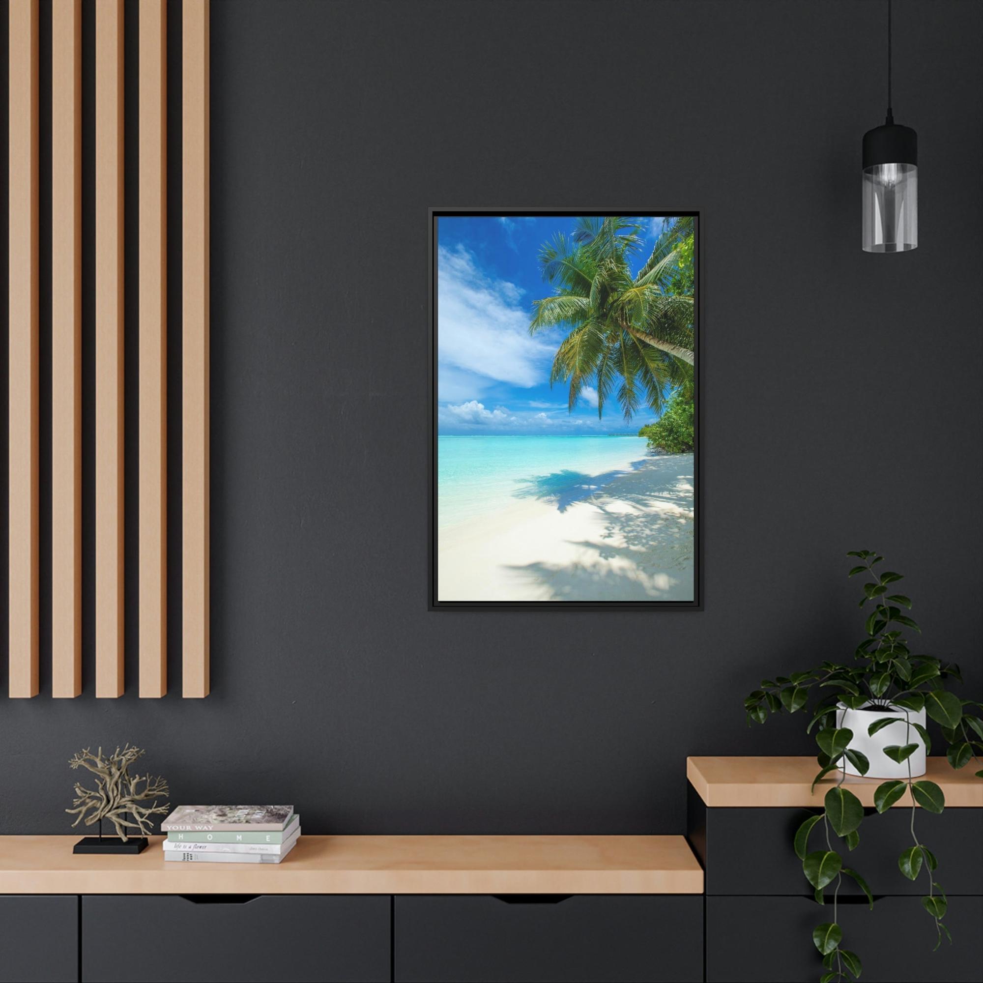 Island Beach Oceanic Dream: Wall Art of a Stunning Island Beach Scene on a Natural Canvas