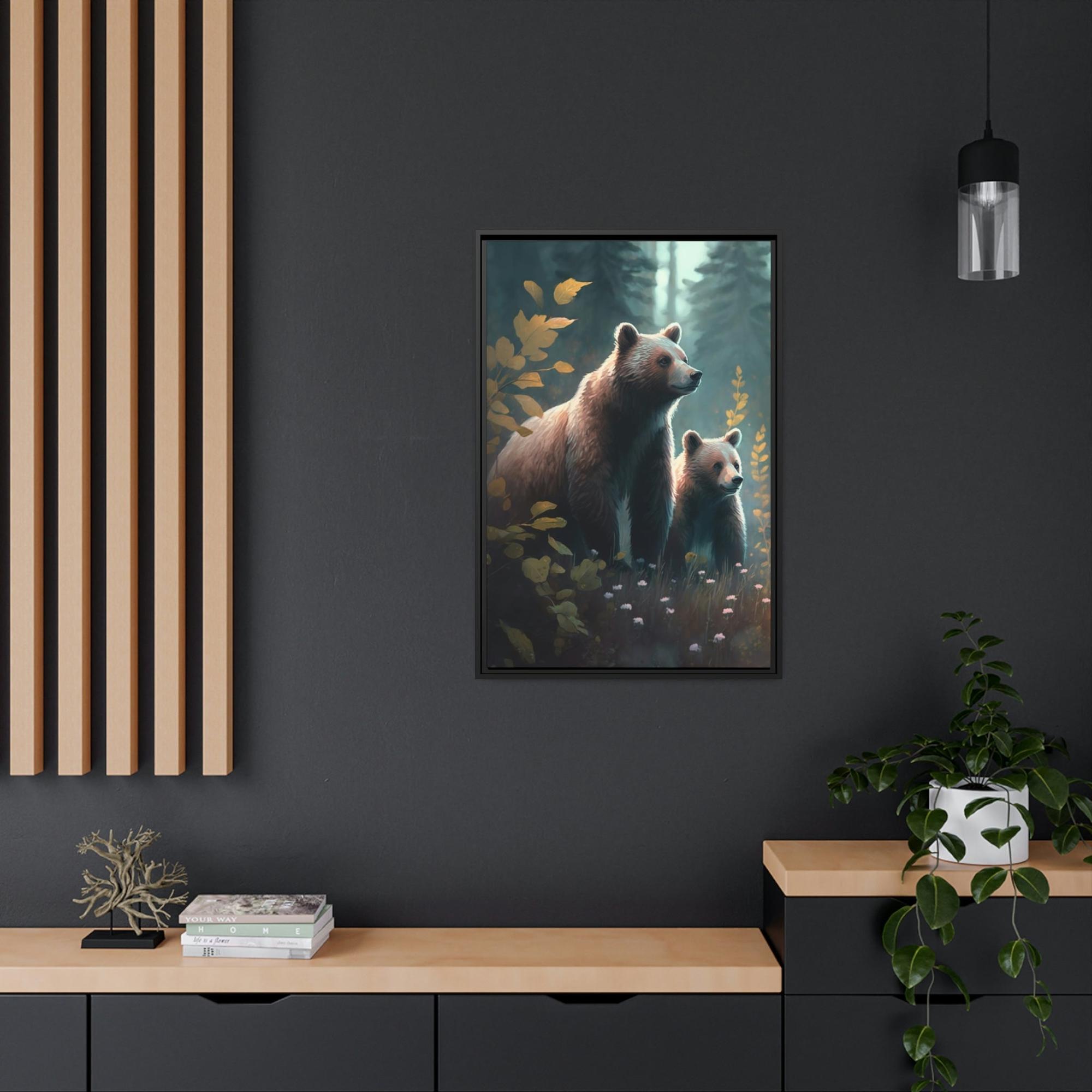 Bears Into the Wild: Natural Canvas Print of Two Brown Bears in the Forest