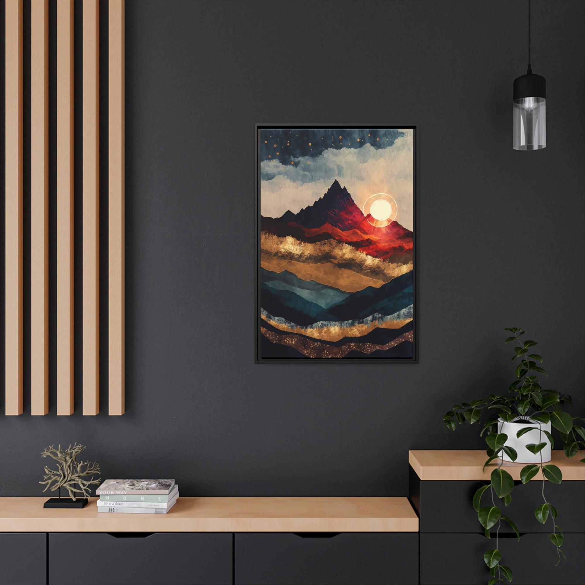Abstract Landscape Luminous Vista: A Canvas Print of an Abstract Landscape at Sunset