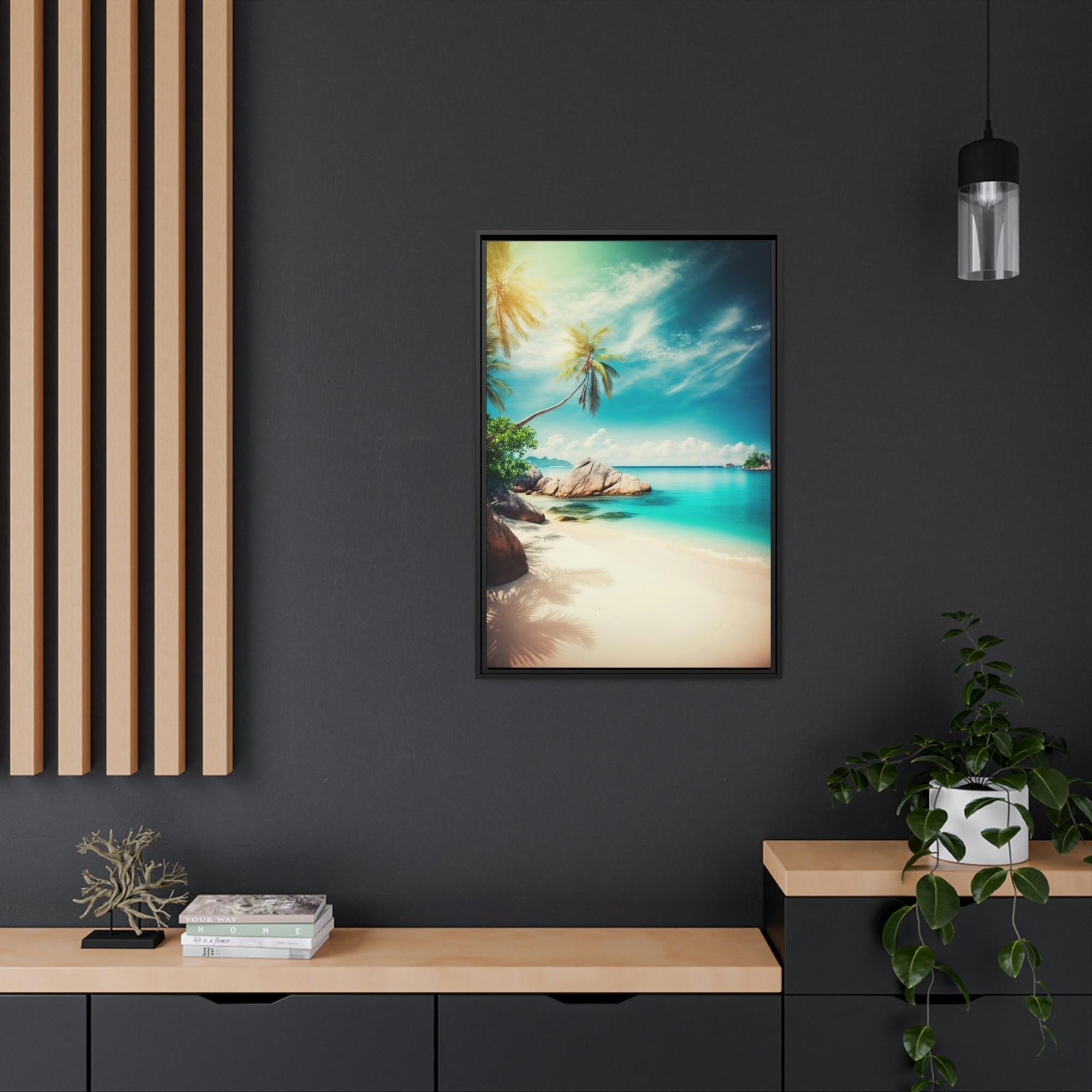 undefined Beachfront Beauty: Poster of a Scenic Island Beach Scene on a Framed Poster