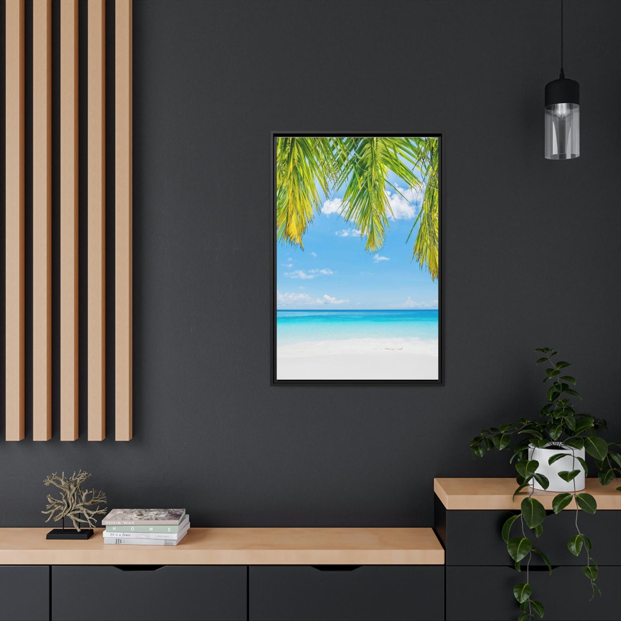 Island Beach Beach Bliss: Wall Art of a Relaxing Island Beach on a Framed Canvas & Poster