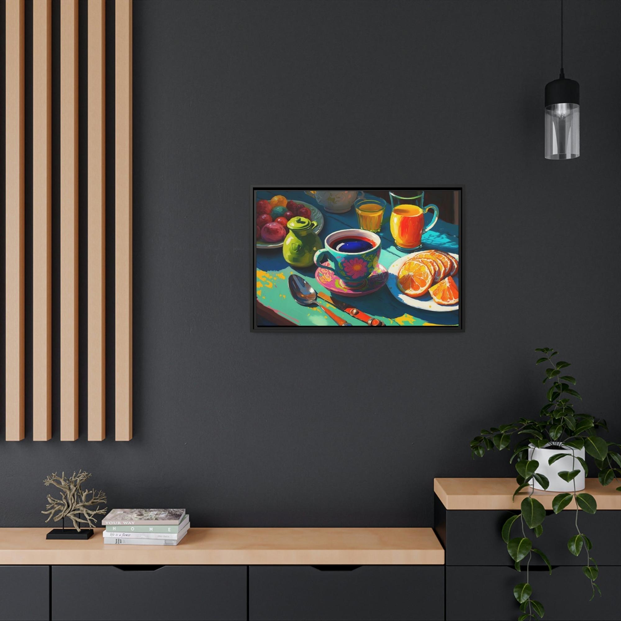 Breakfast Scrumptious Start: Natural Canvas Print of a Tasty Breakfast Buffet