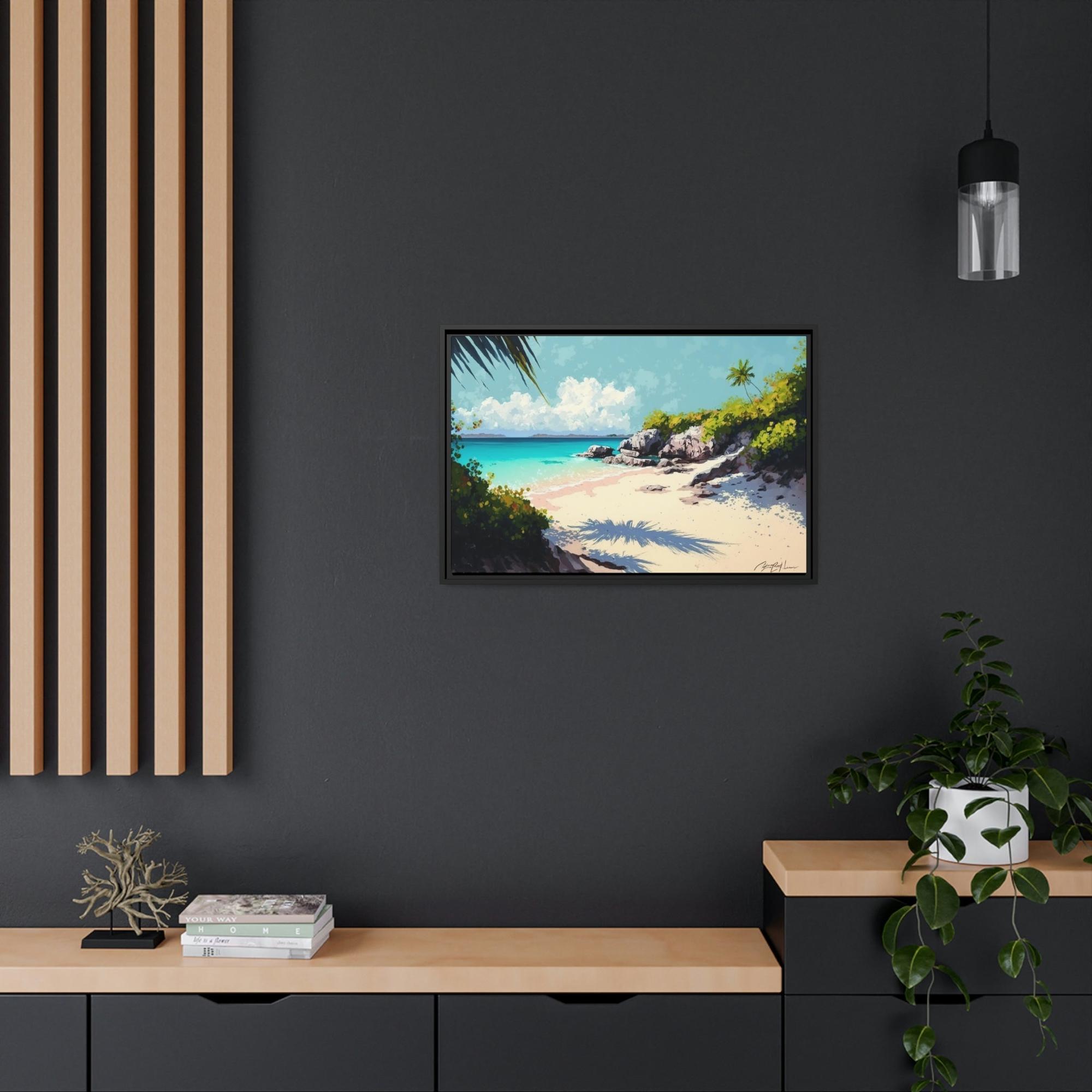 Caribbean Beach Escape to Paradise: Caribbean Beach Art on Natural Canvas and Wall Art Prints