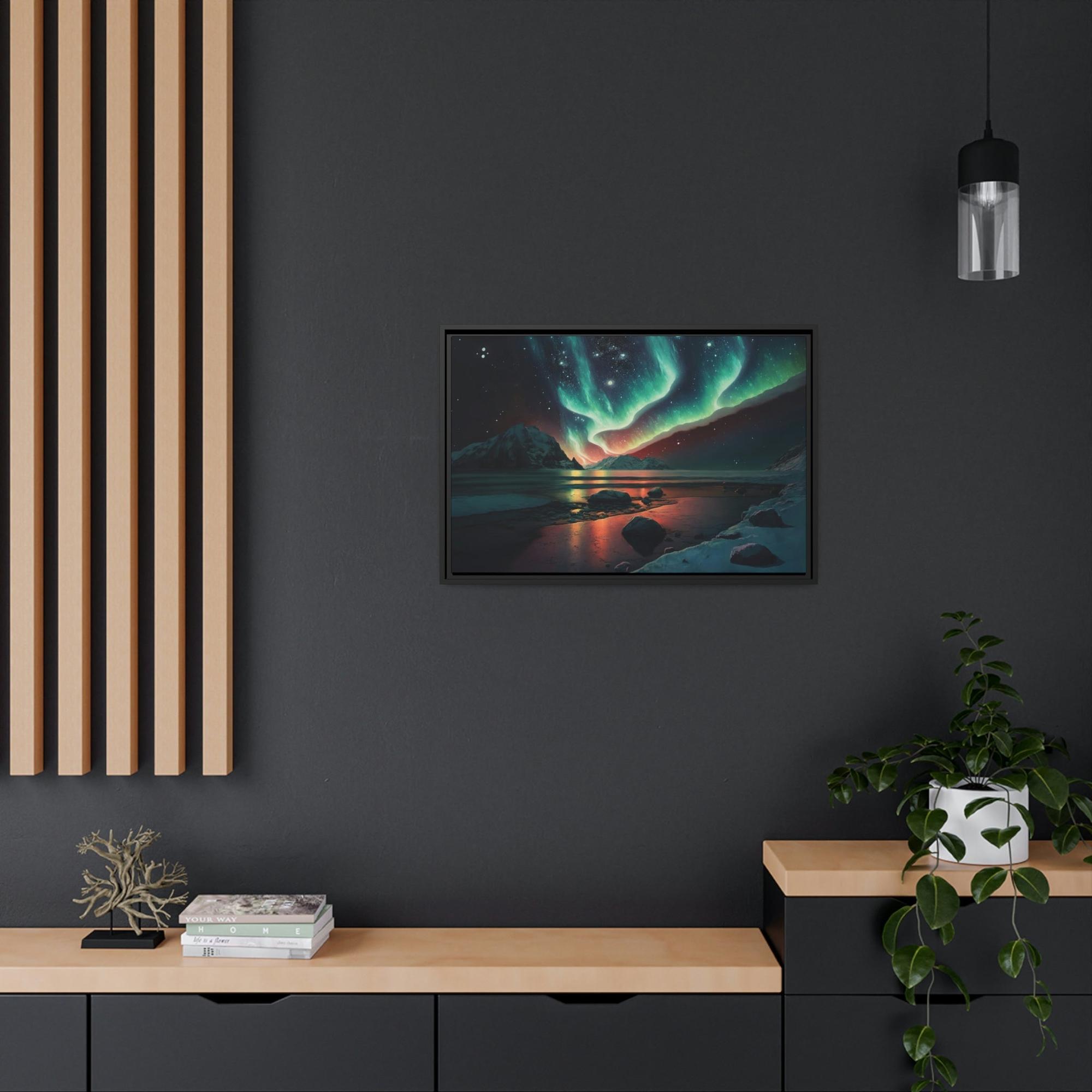 Aurora Borealis Northern Lights Dance: Stunning Aurora Borealis Wall Art on Natural Canvas
