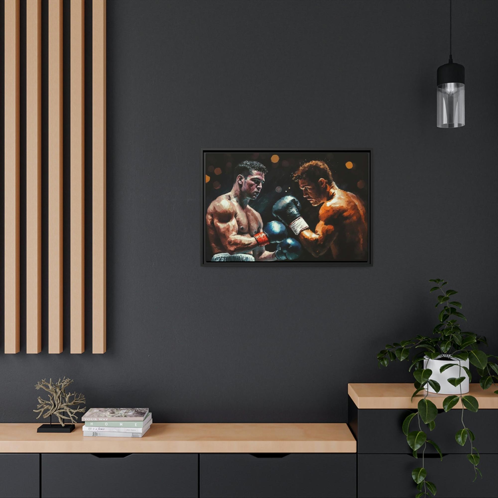 Boxing Boxing Power: Framed Canvas and Print with Powerful Boxing Art