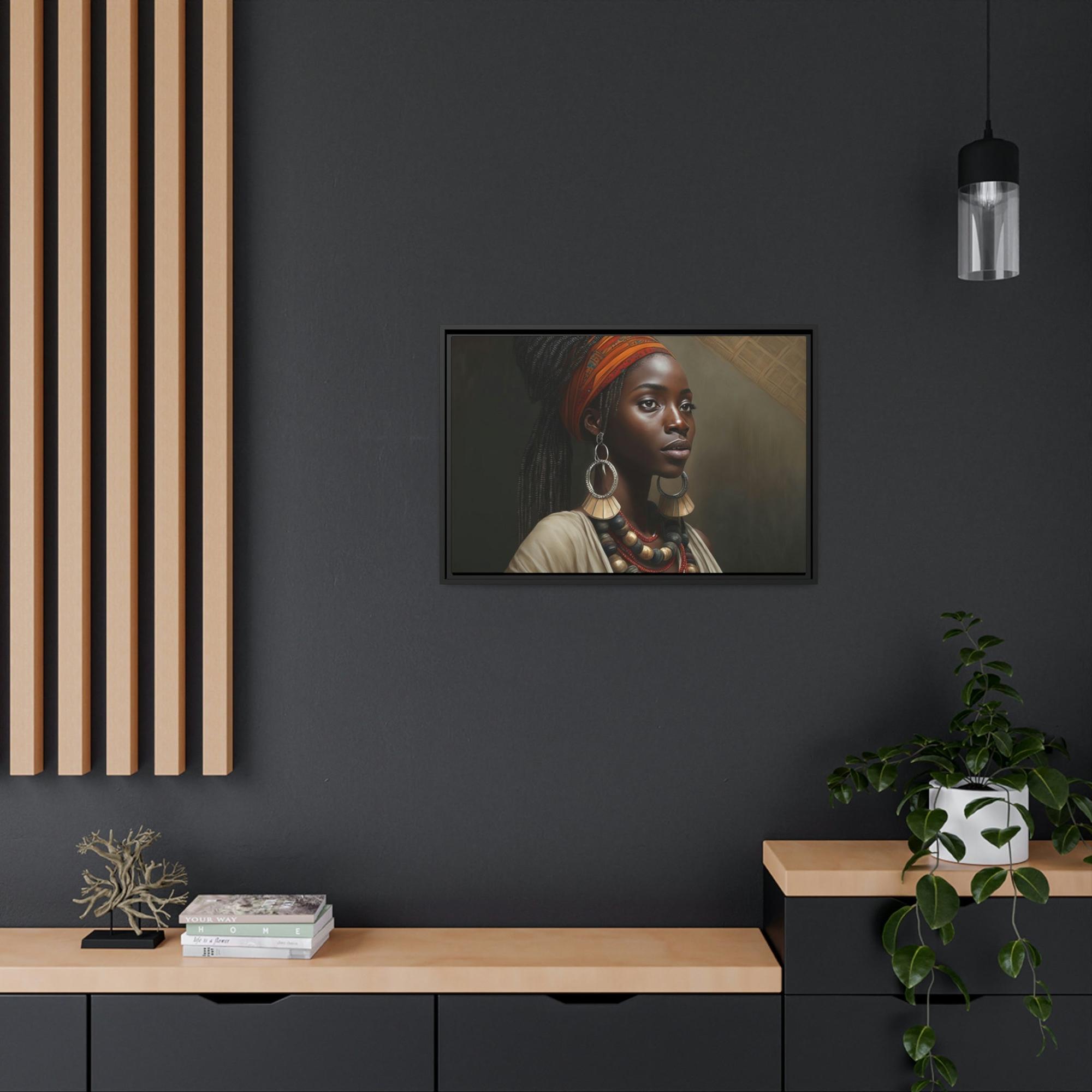 African Captivating Beauty: African Woman on Natural Canvas and Framed Poster