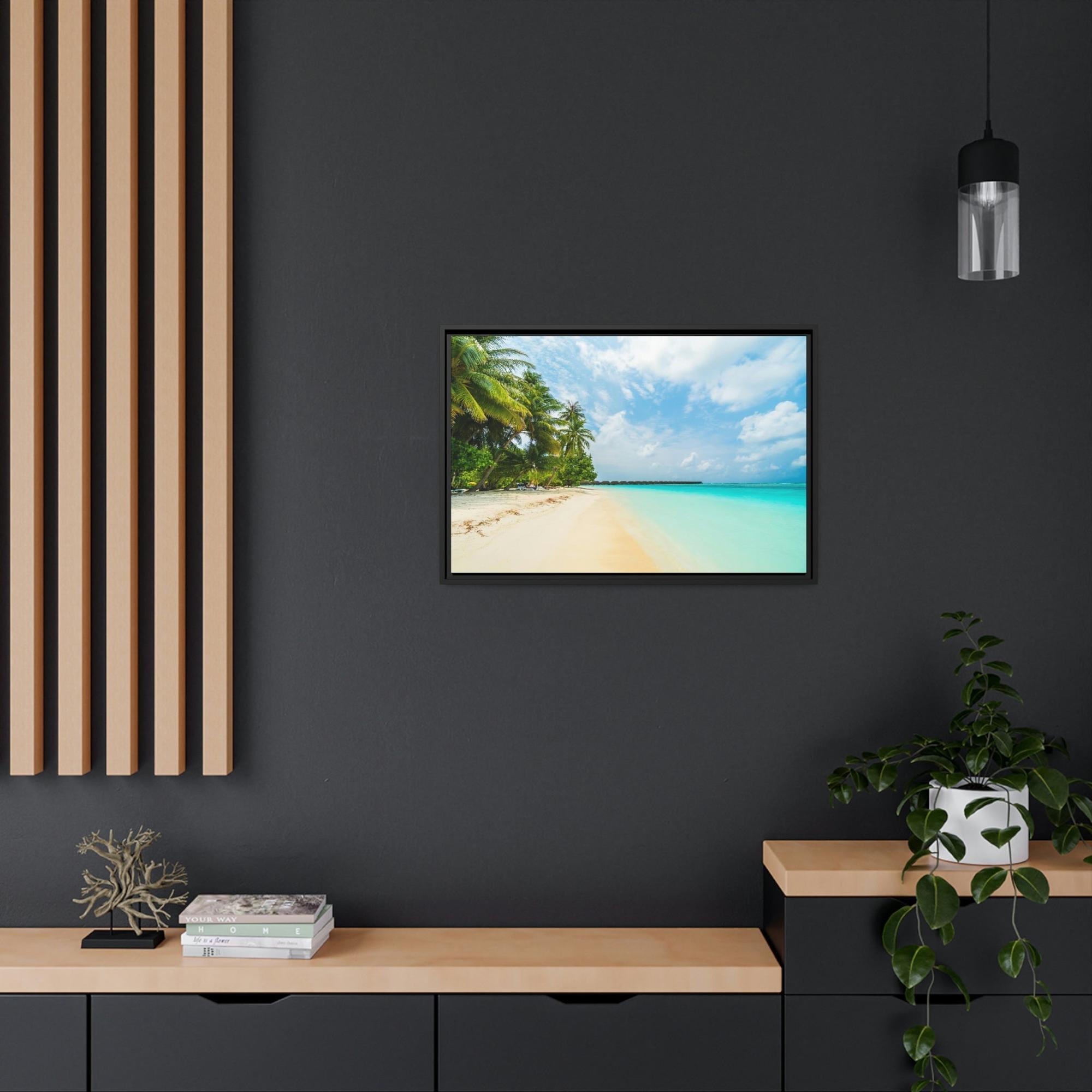 Caribbean Beach Tropical Paradise: Framed Canvas and Print on Canvas of Caribbean Wall Art
