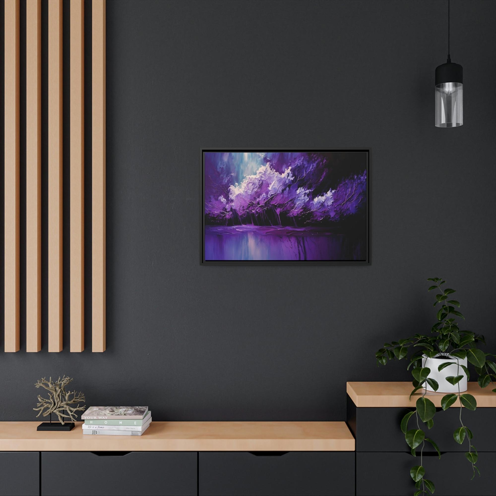 Purple Abstract Art Enchanted Violet: Framed Canvas Print of Abstract Art