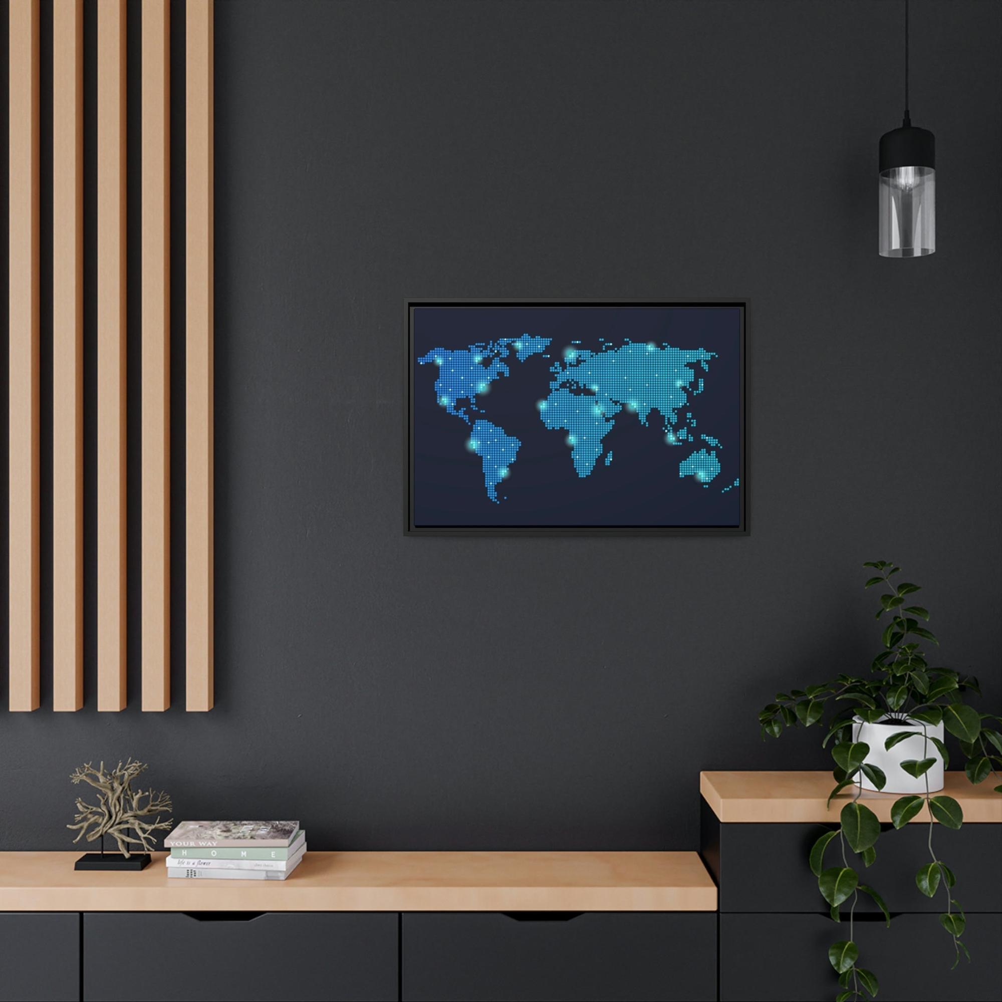 Maps The World in Color: Framed Canvas of Colorful Political Maps