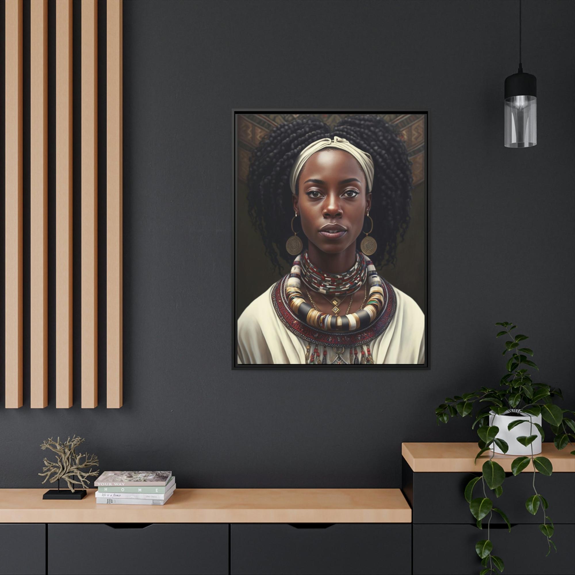 African Vibrant Colors of Africa: Stunning Framed Canvas of a Graceful Lady